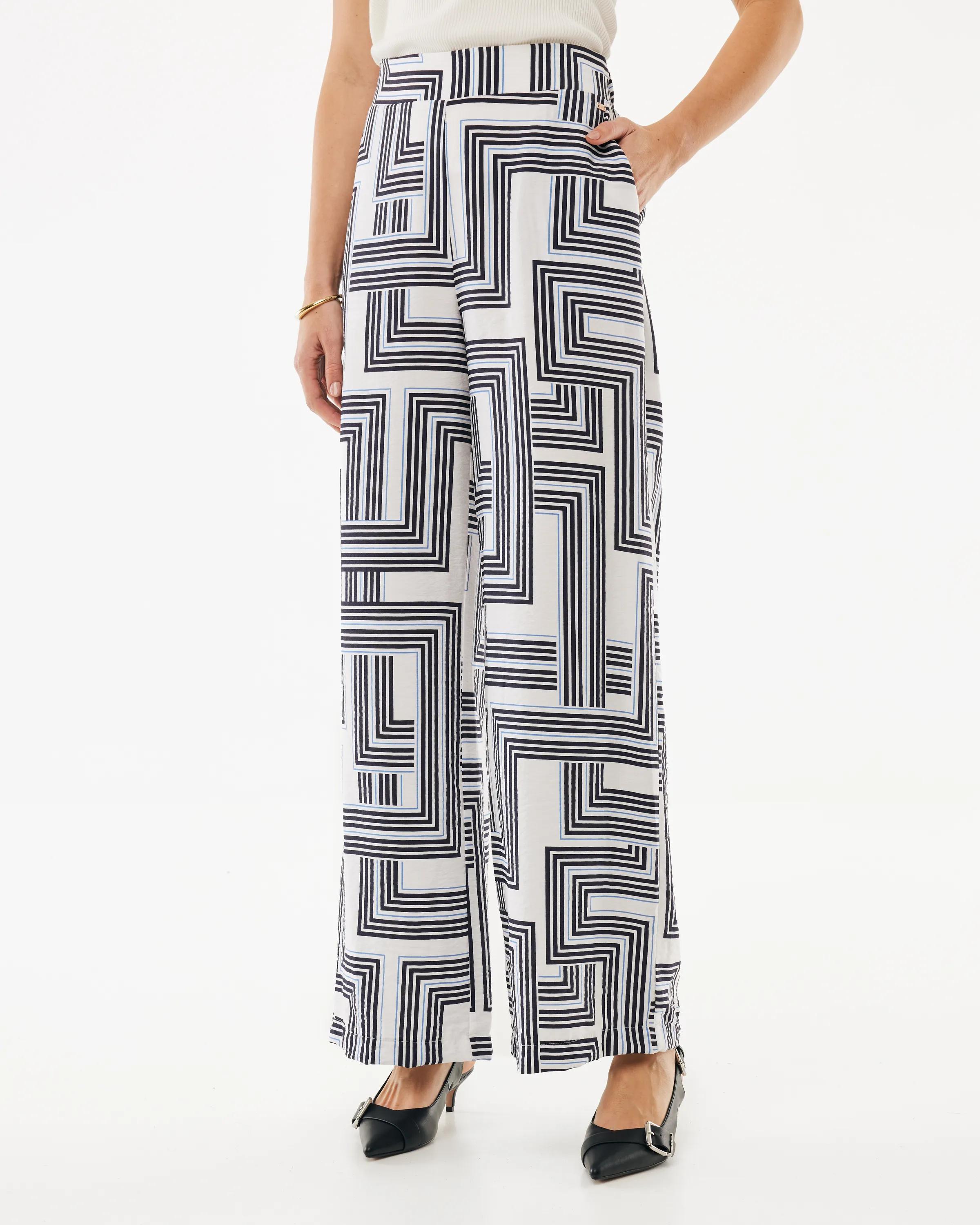 Geo Print Pants Wide Leg Multicolor