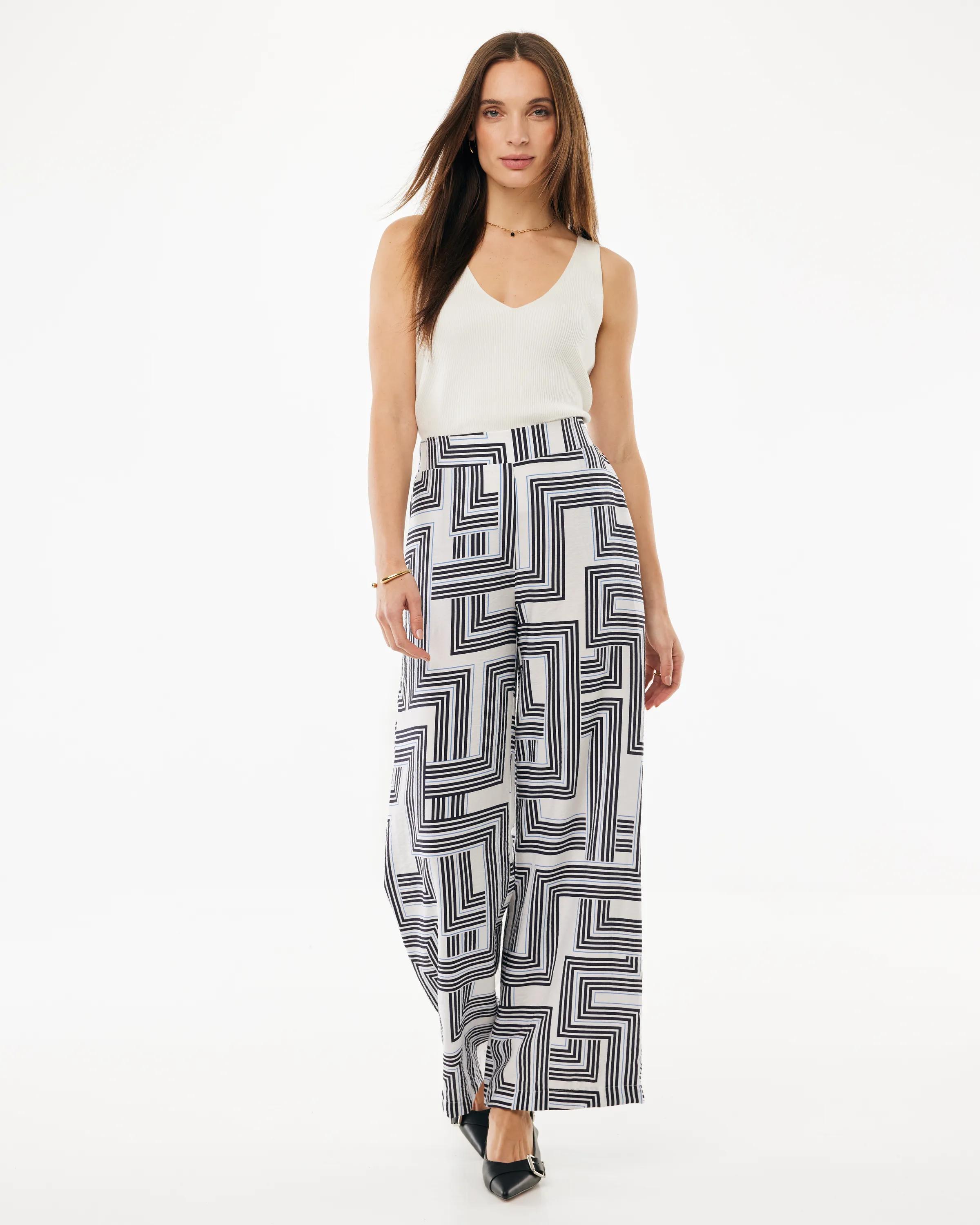 Geo Print Pants Wide Leg Multicolor