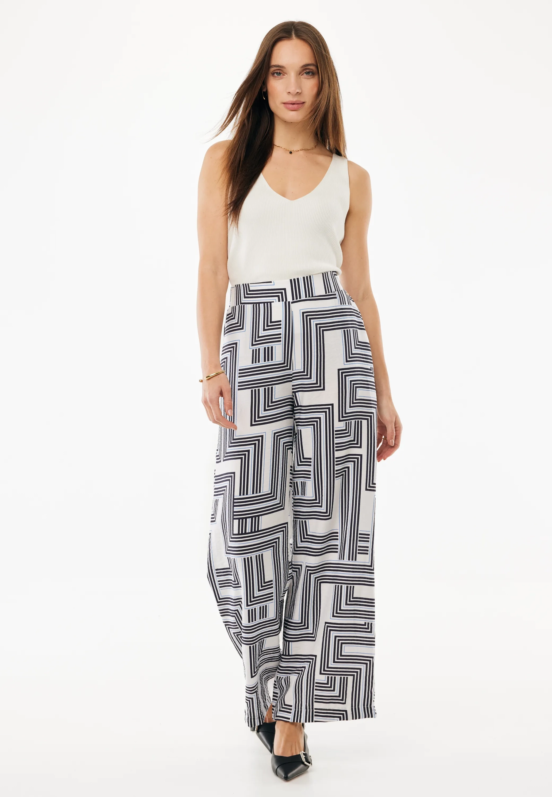 Geo Print Pants Wide Leg Multicolor