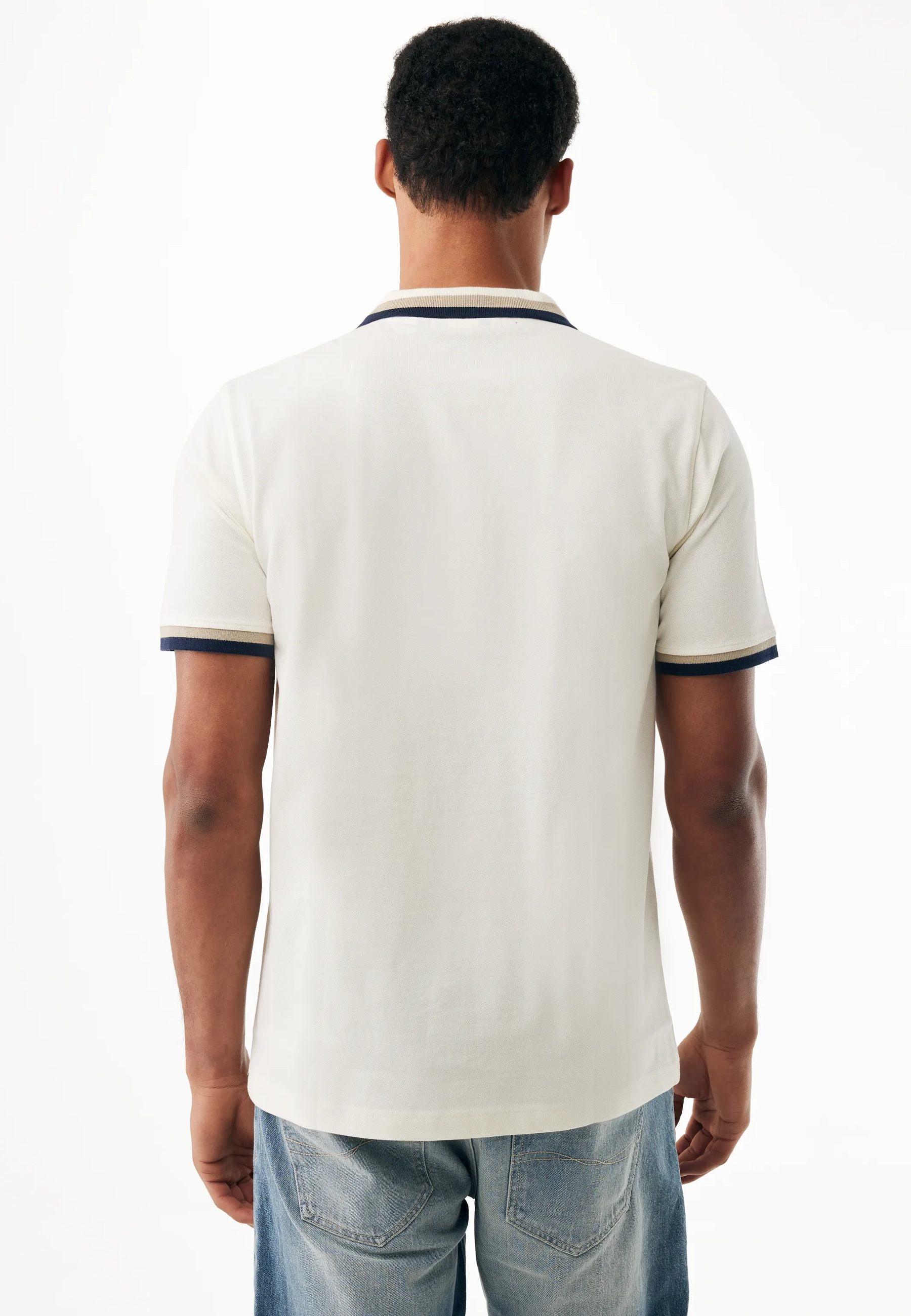 Toubkal Piqué Polo Met Contrastboord Crème