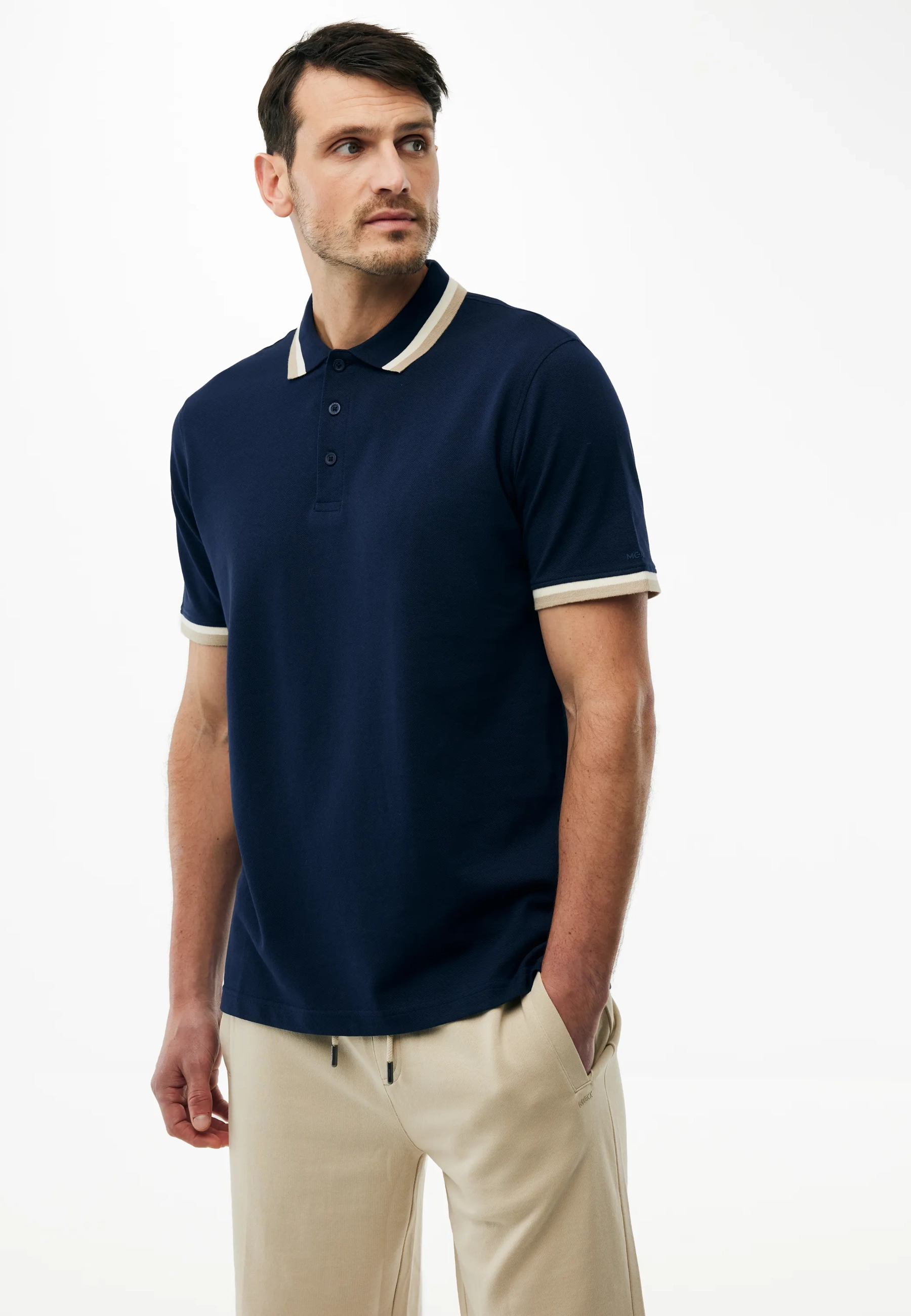 Toubkal Piqué Polo Met Contrastboord Mid Navy