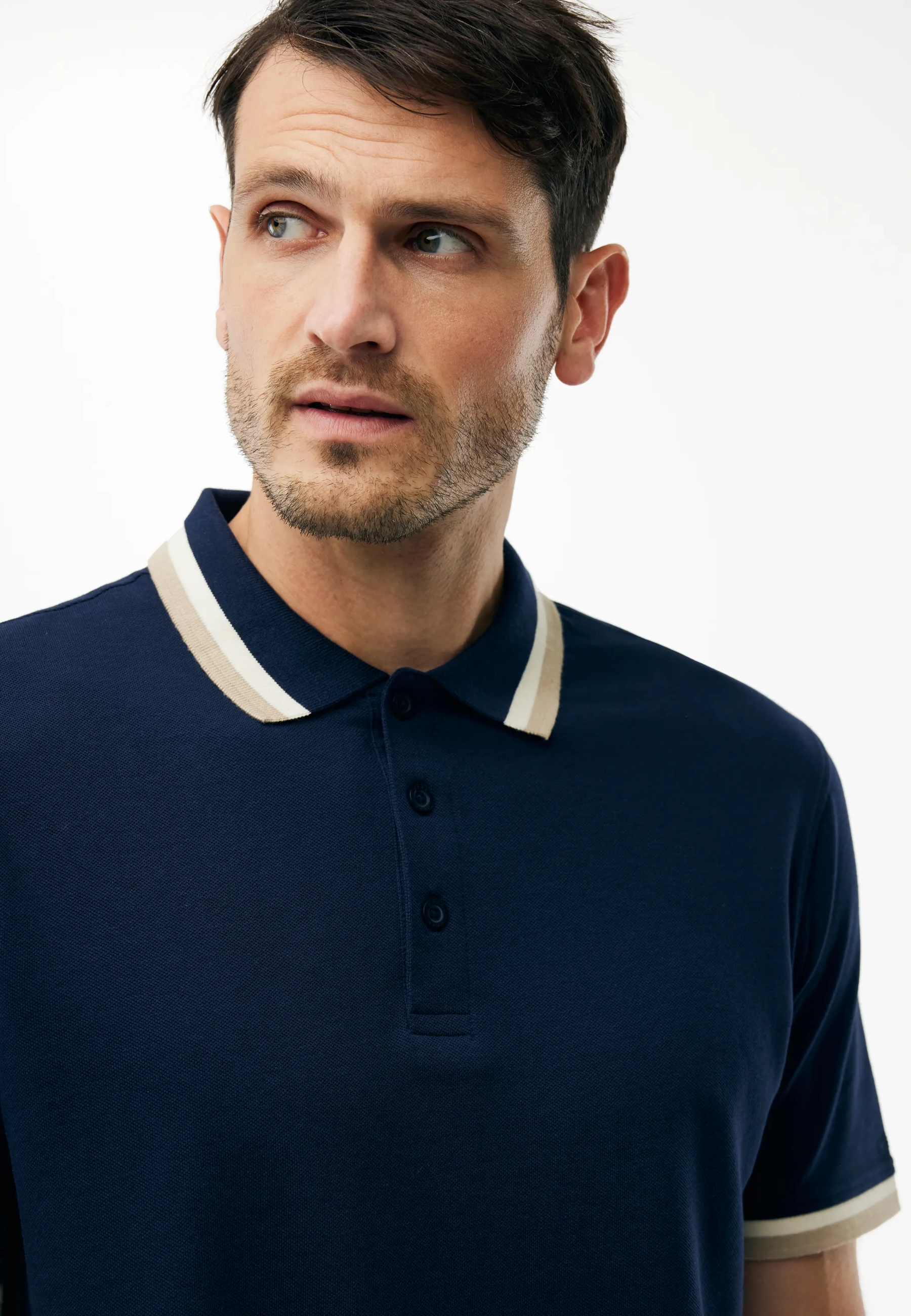 Toubkal Piqué Polo Met Contrastboord Mid Navy
