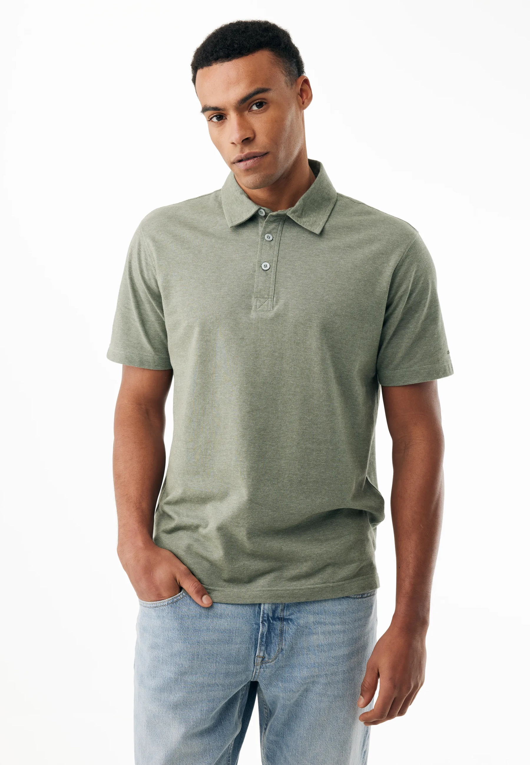 End On End Piqué Polo Faded Green