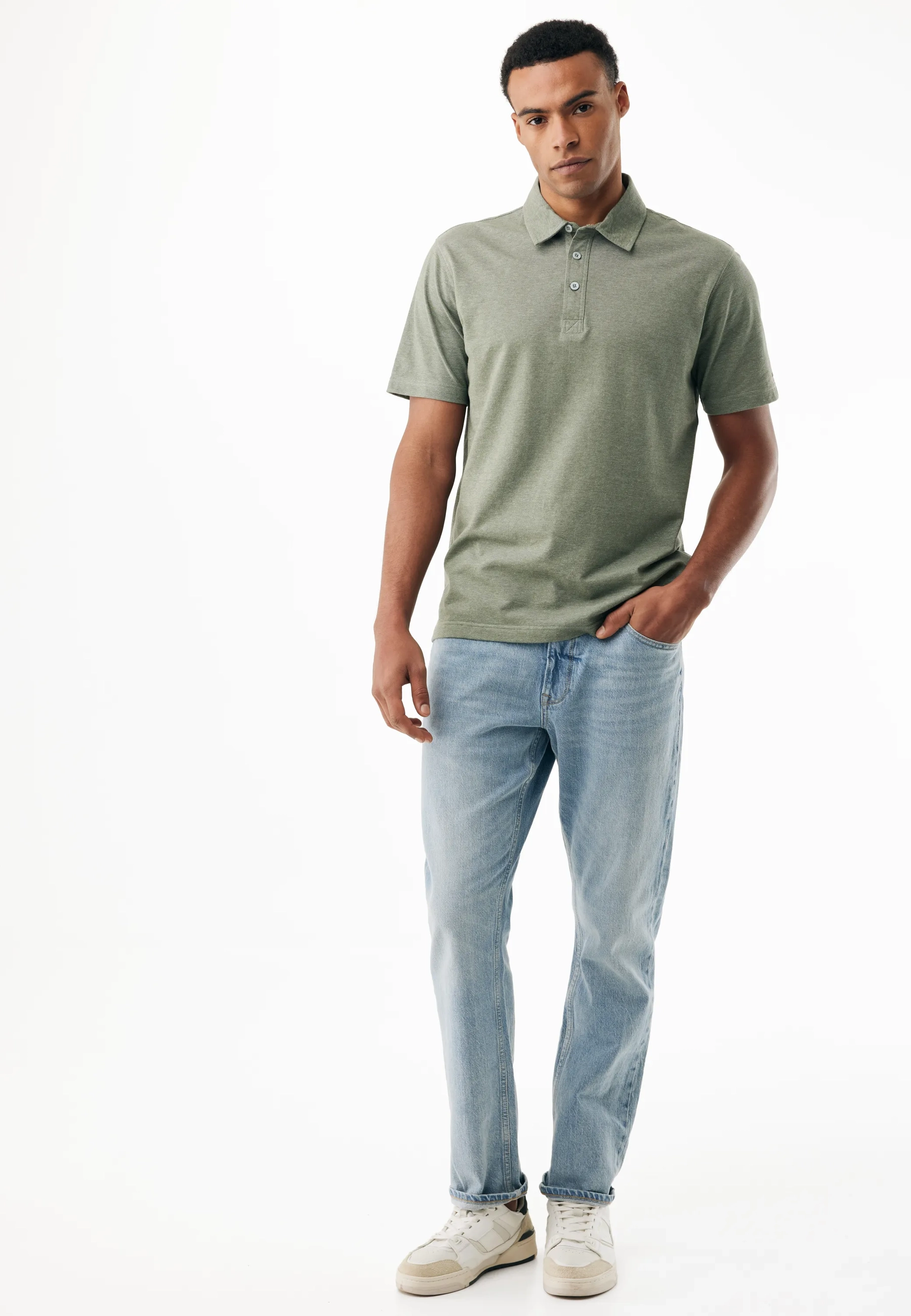 End On End Piqué Polo Faded Green