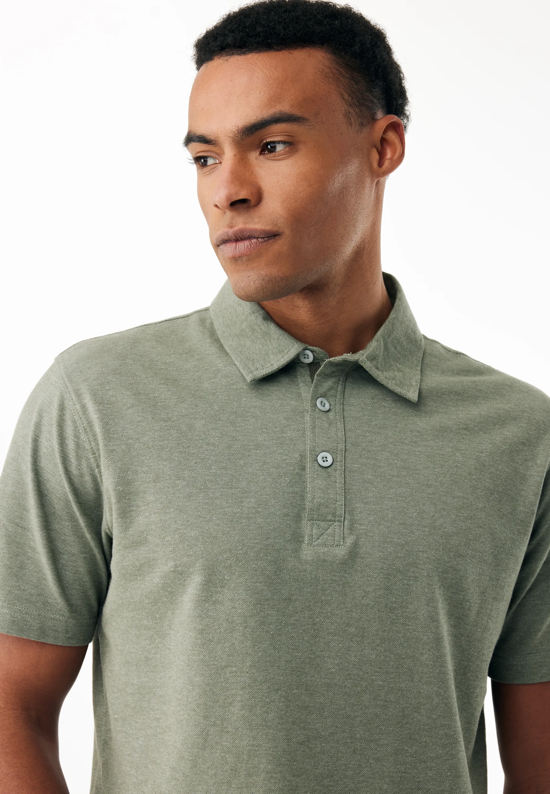 End On End Piqué Polo Faded Green