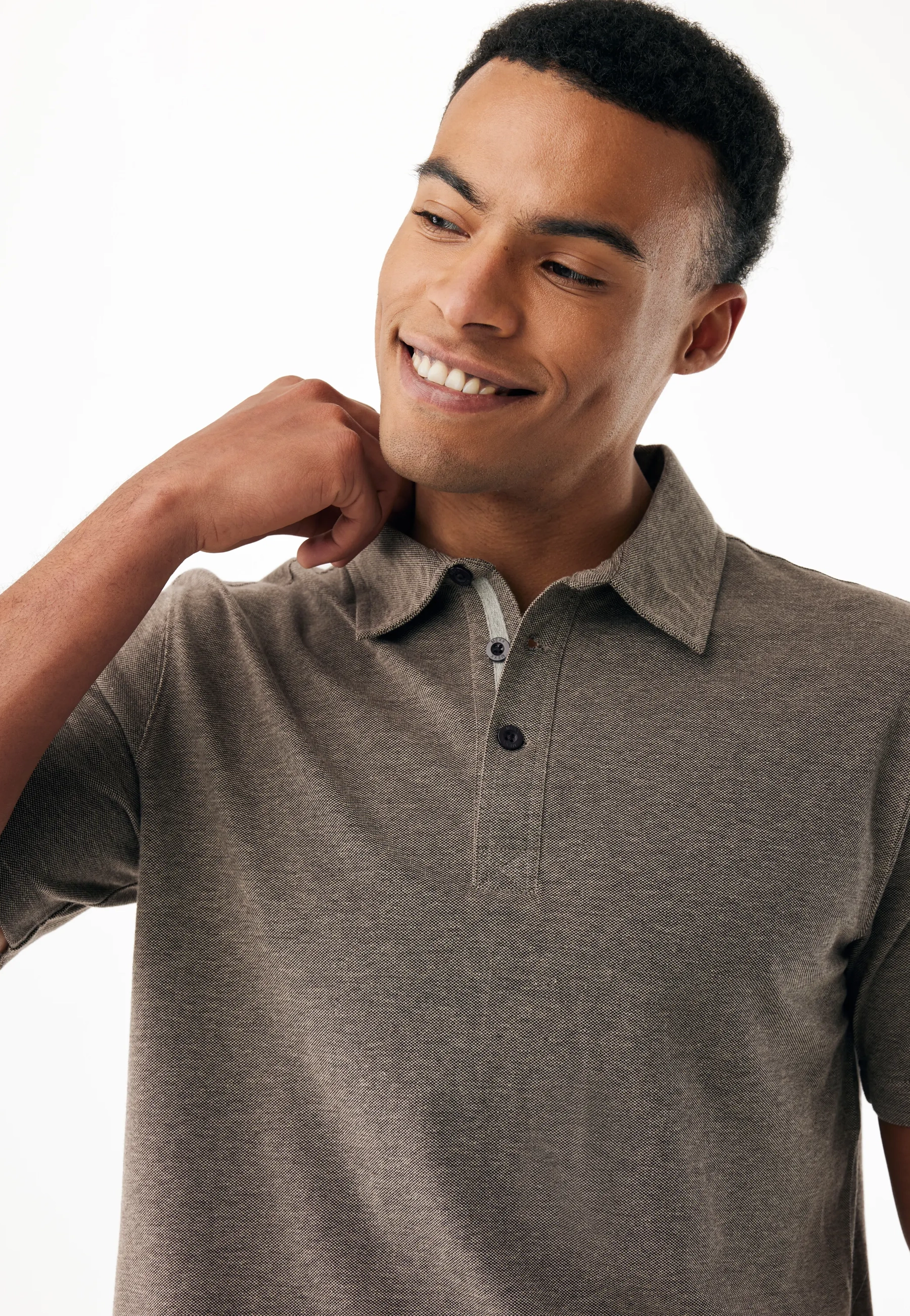 End On End Piqué Polo Donkerbruin 