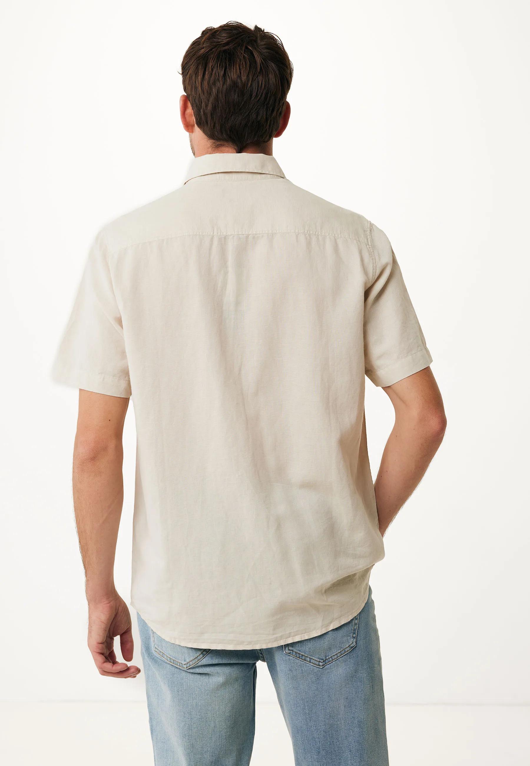 Brandon Basic Linen Shirt Short Sleeve Greyish Sand