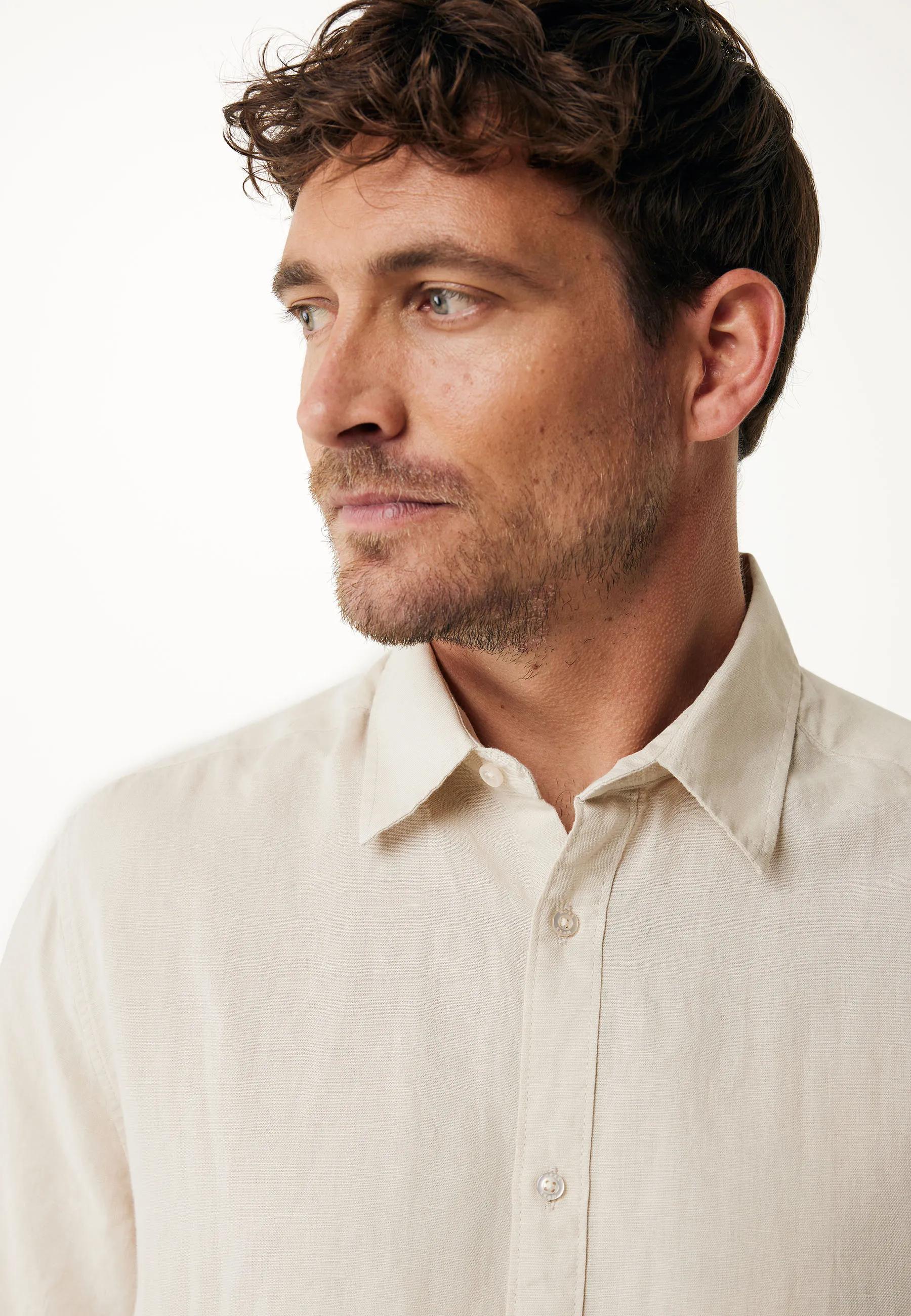 Brandon Basic Linen Shirt Short Sleeve Greyish Sand