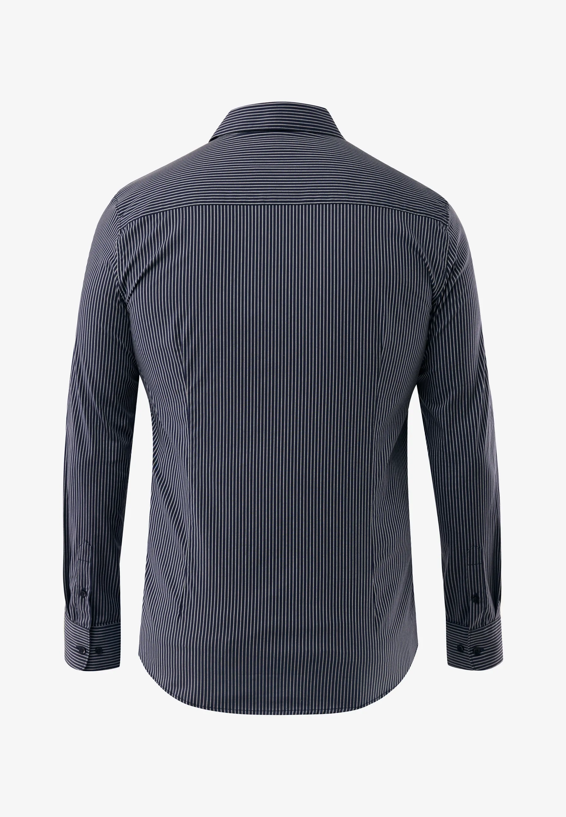Aneto striped easy iron overhemd Blue indigo