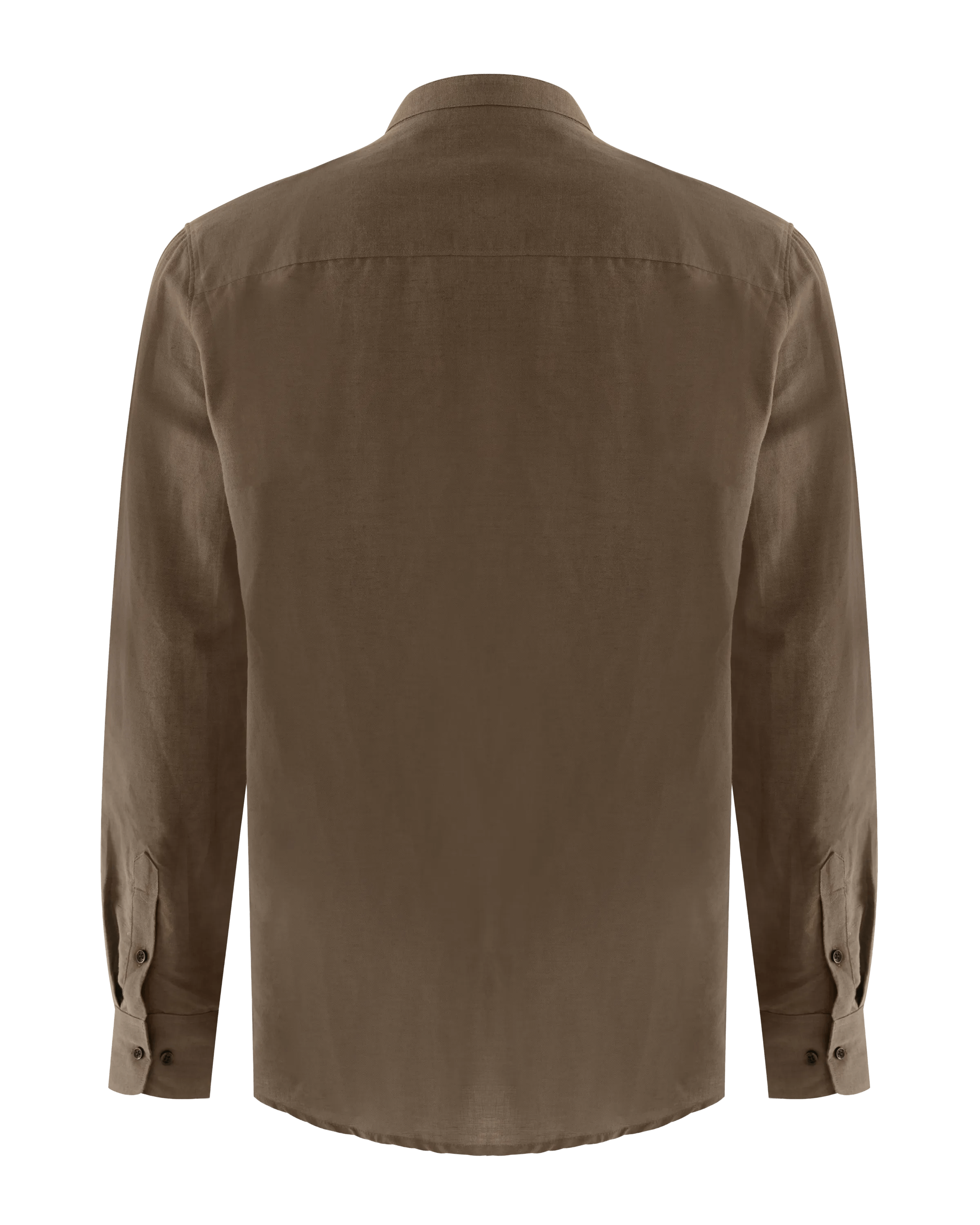 Mao Collar Linen Shirt Mid Brown