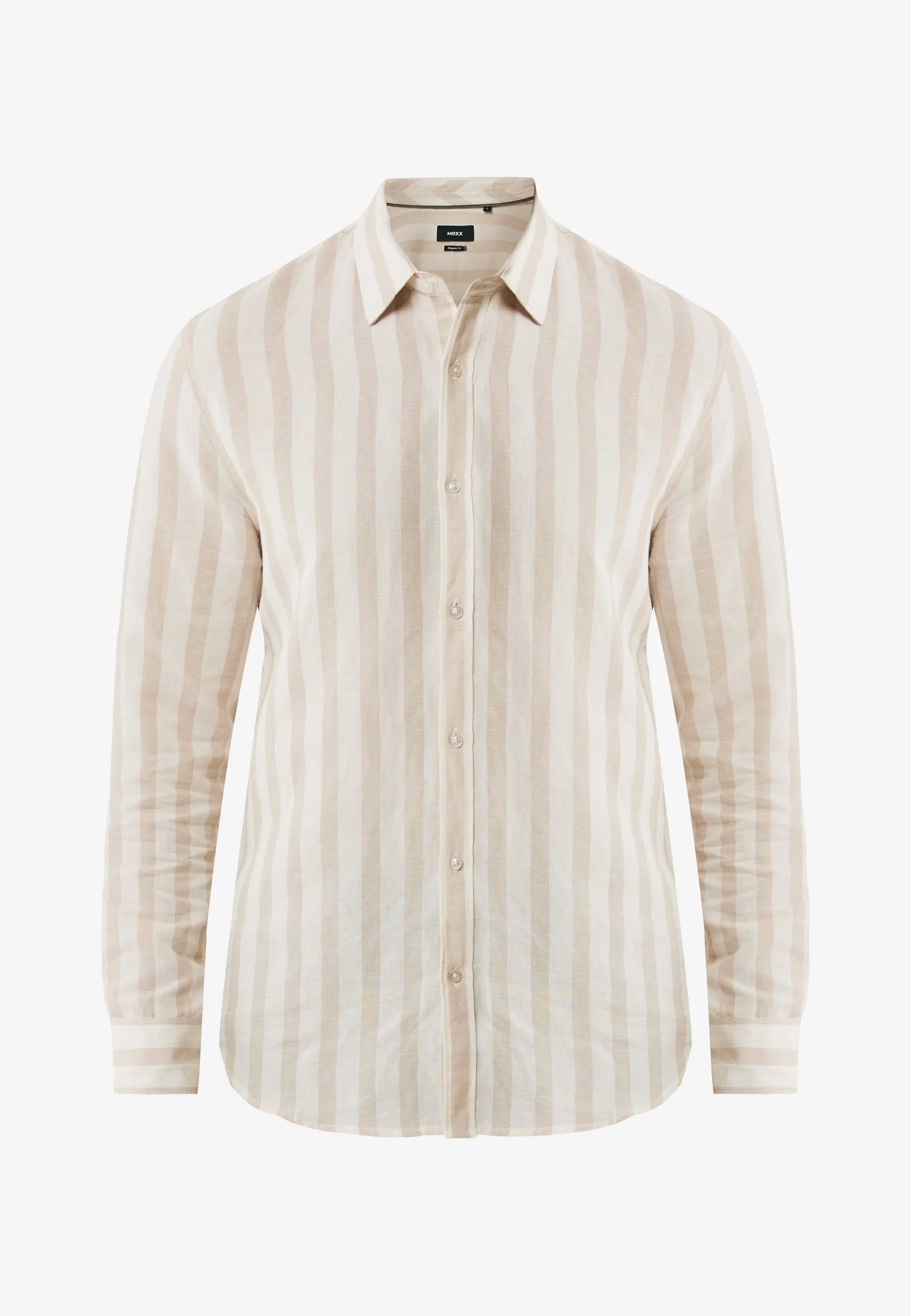Gestreept linnenmix overhemd Zand