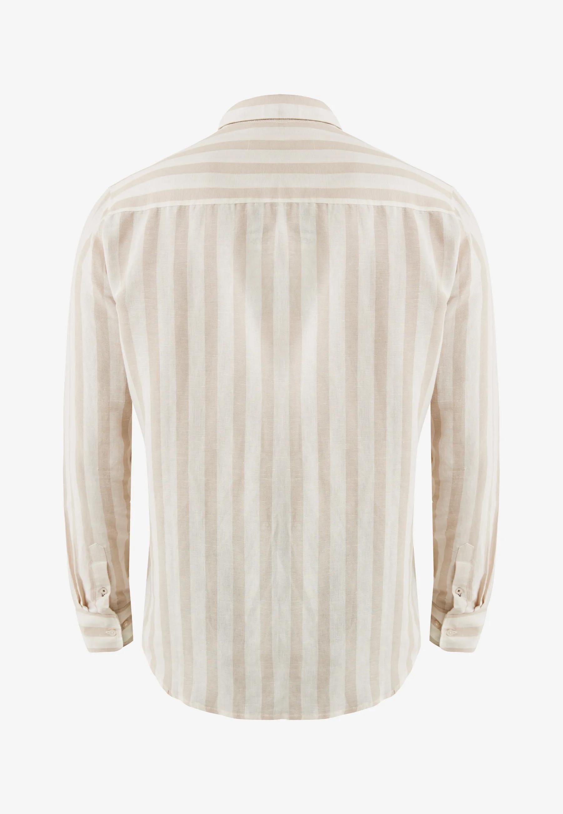 Striped Linen Blend Shirt Sand