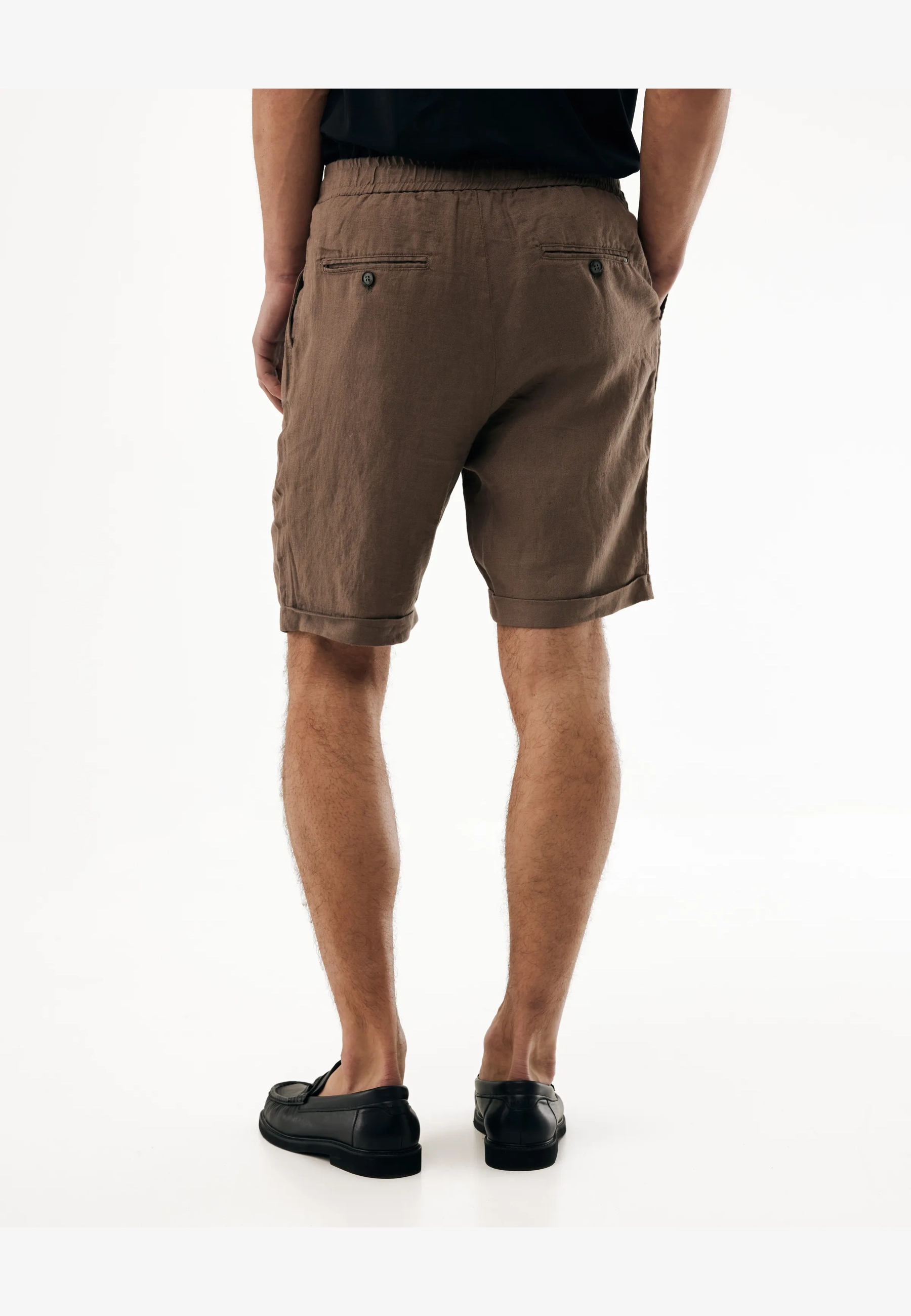 Linnen shorts Middenbruin