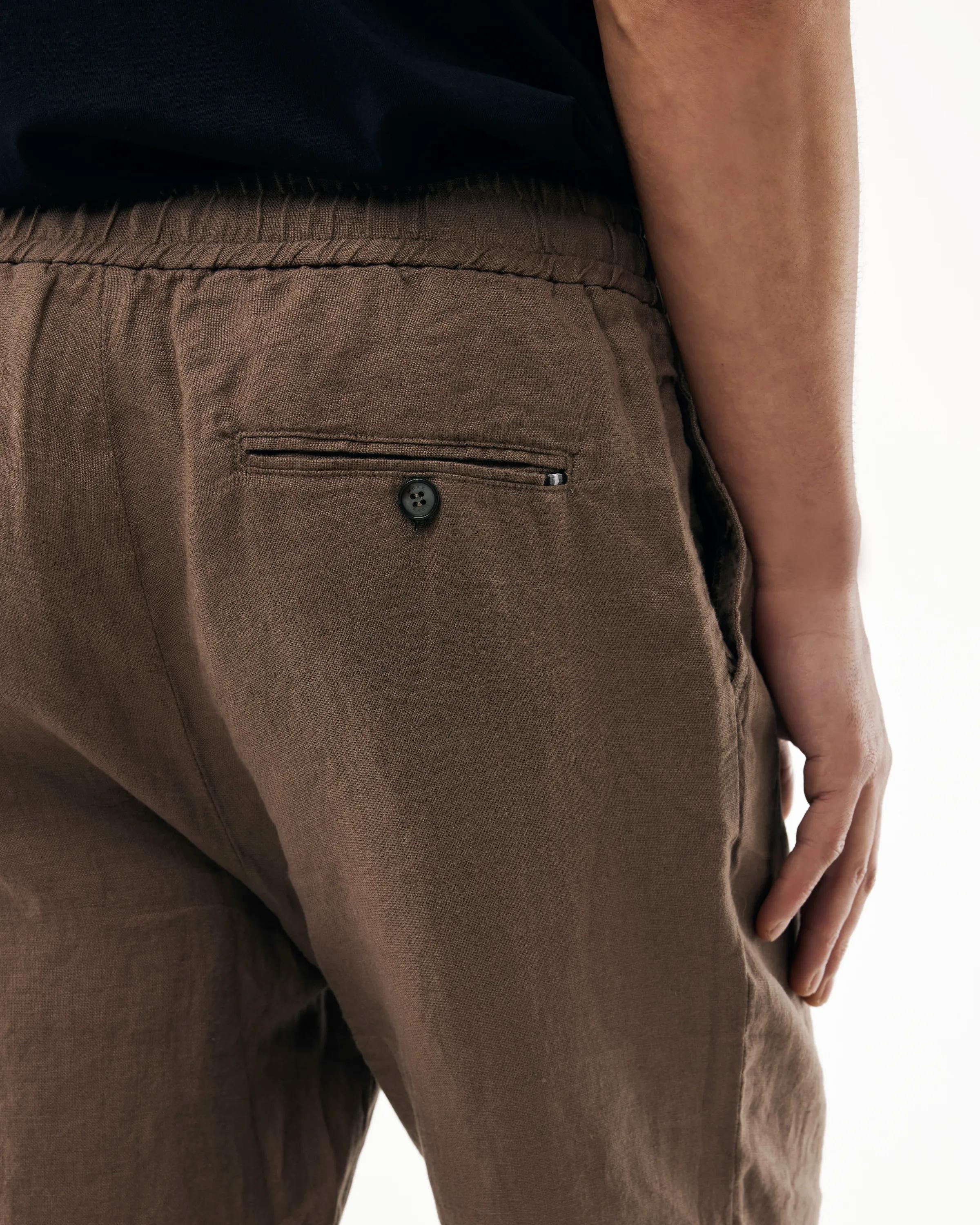 Leinen-Shorts Mittelbraun