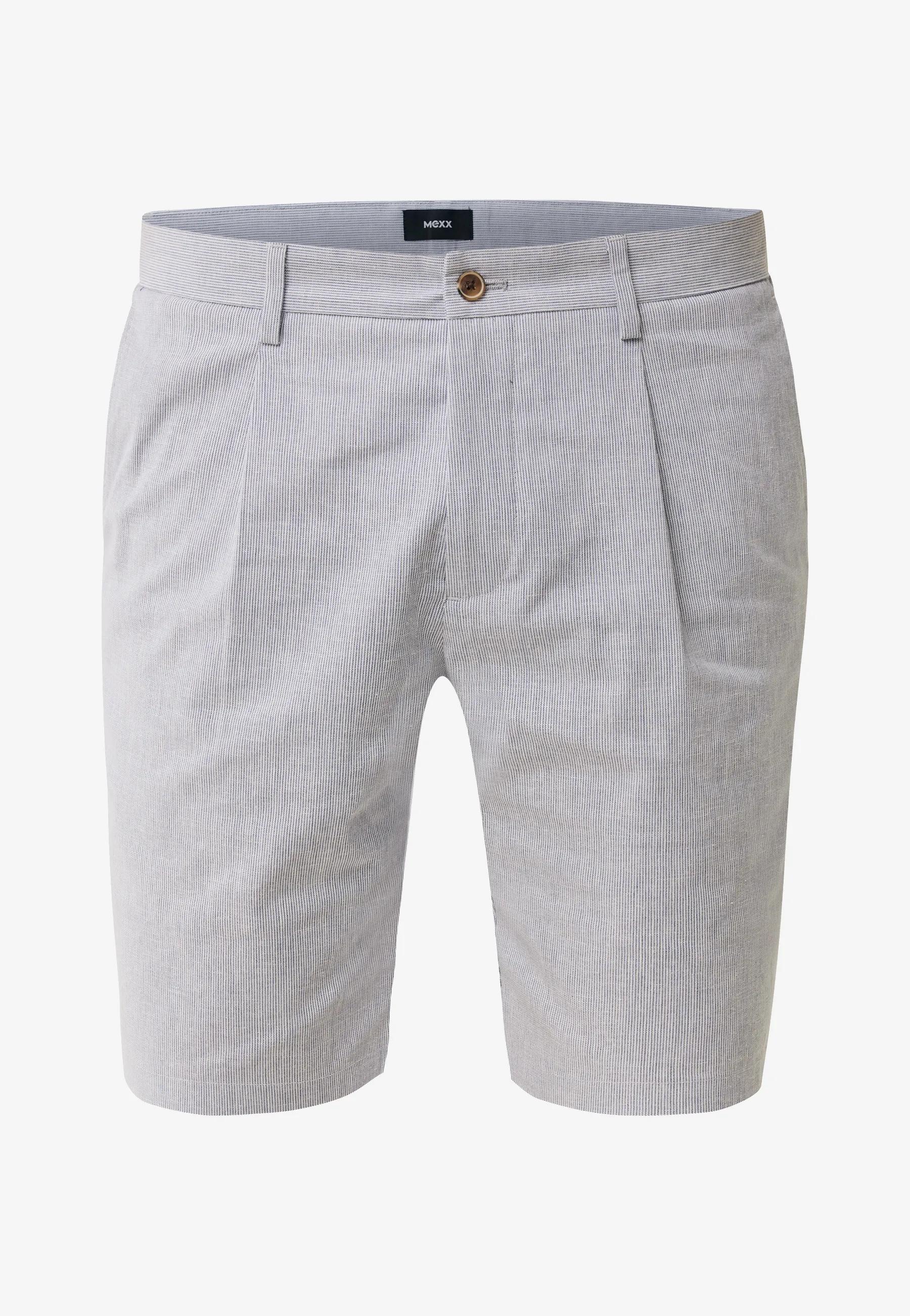 Gestreifte Leinenmix-Shorts Verblasstblau