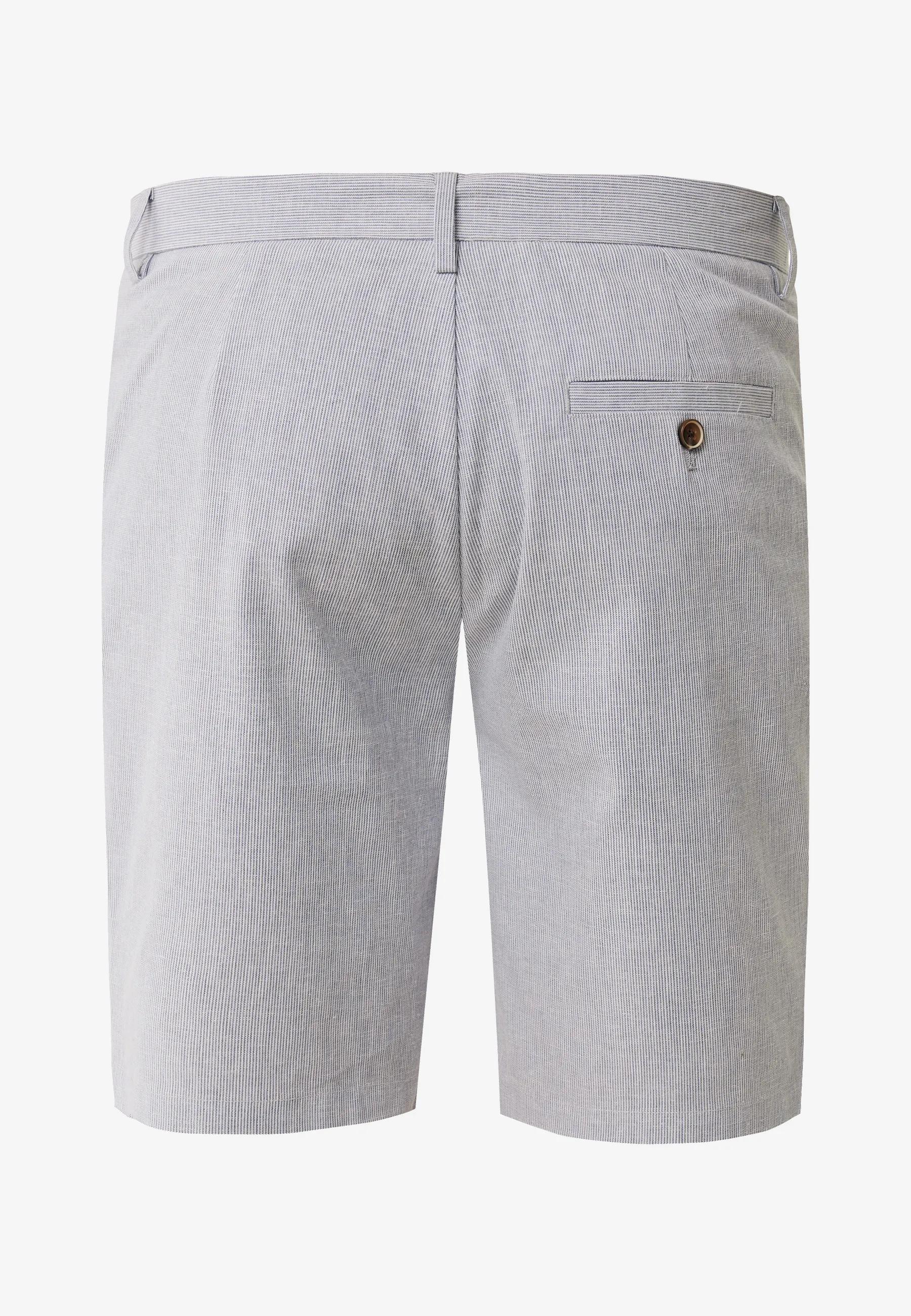 Gestreifte Leinenmix-Shorts Verblasstblau