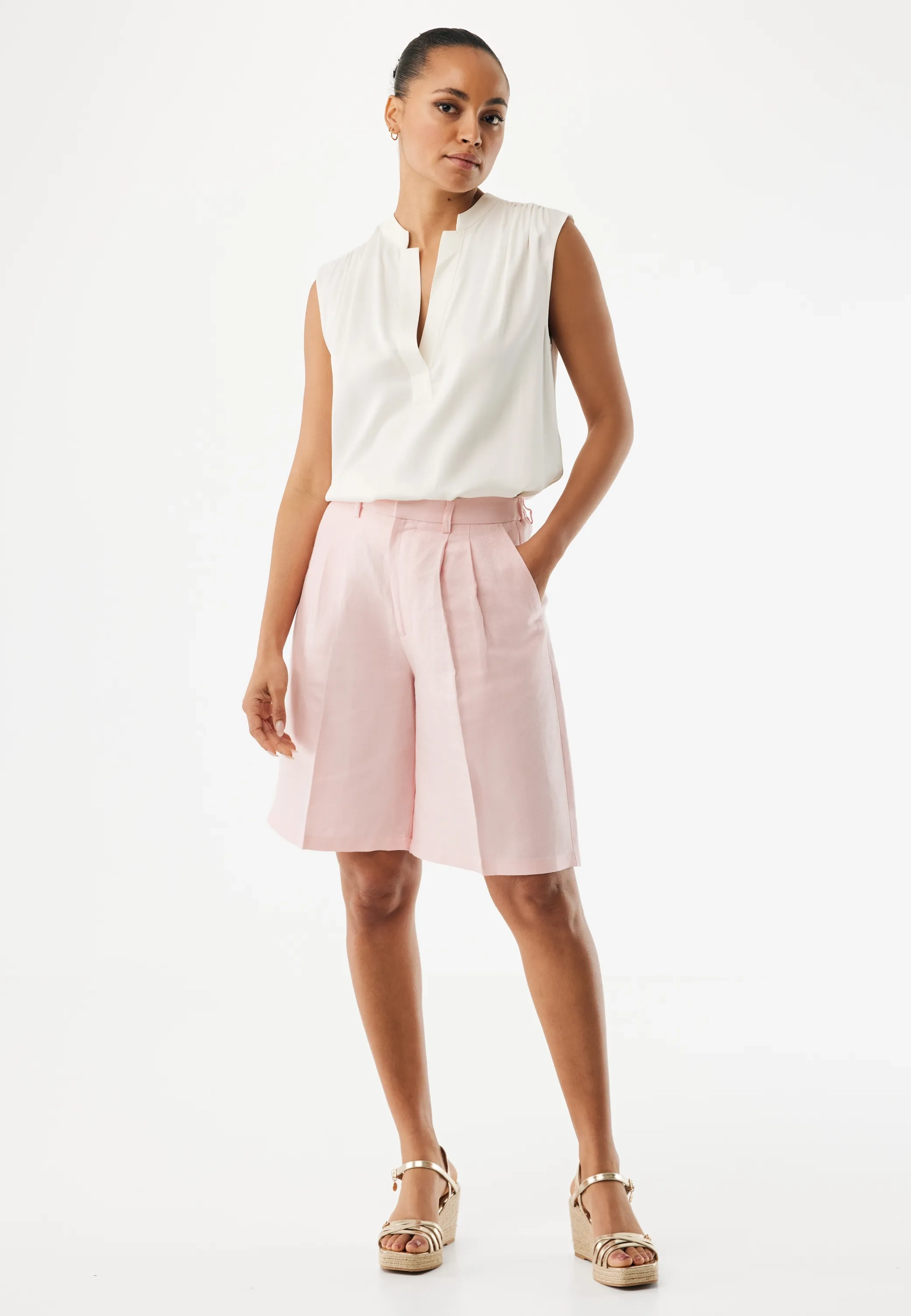 Linen Shorts Light Pink