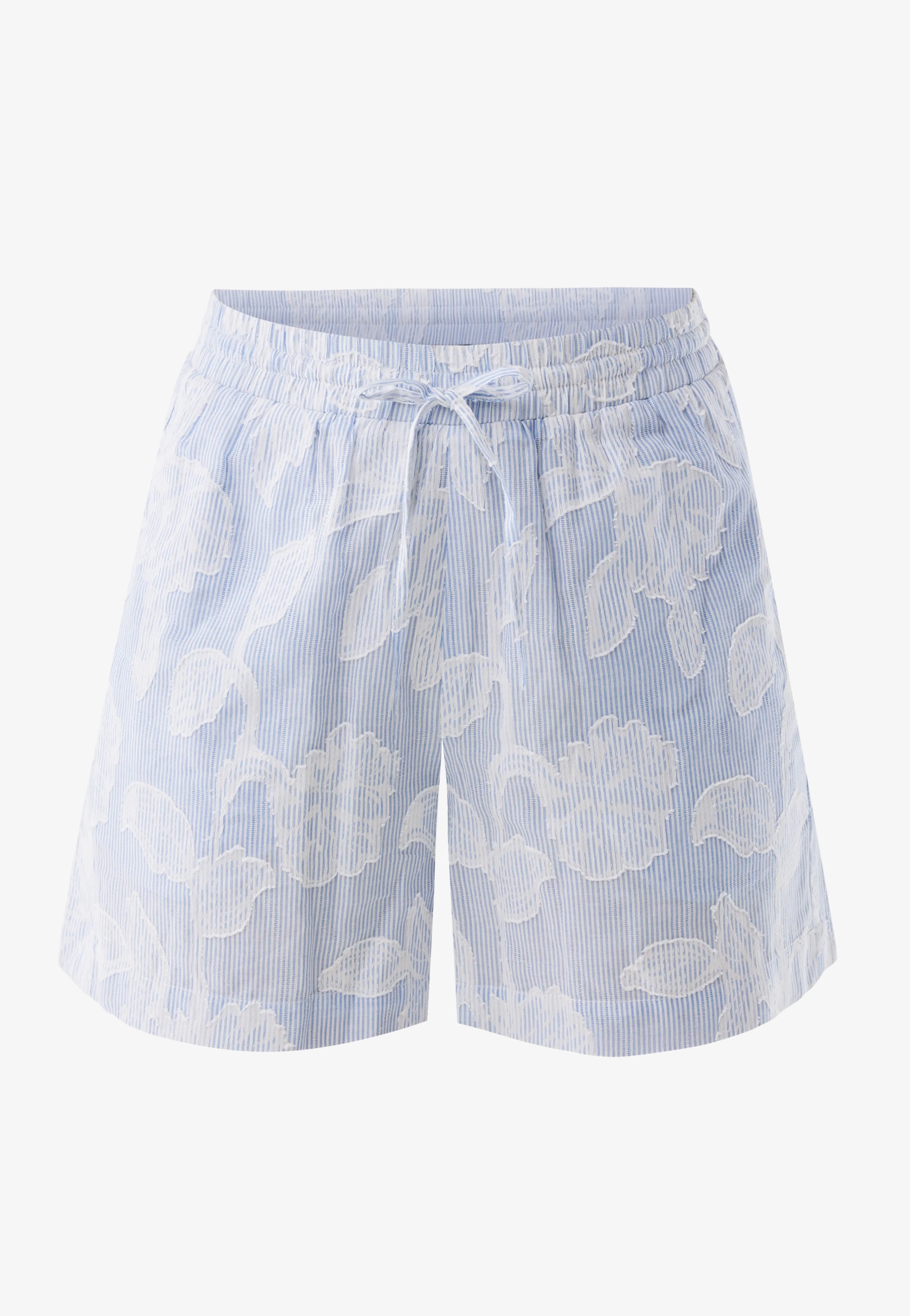 Gestreepte flower jacquard shorts Fresh blue