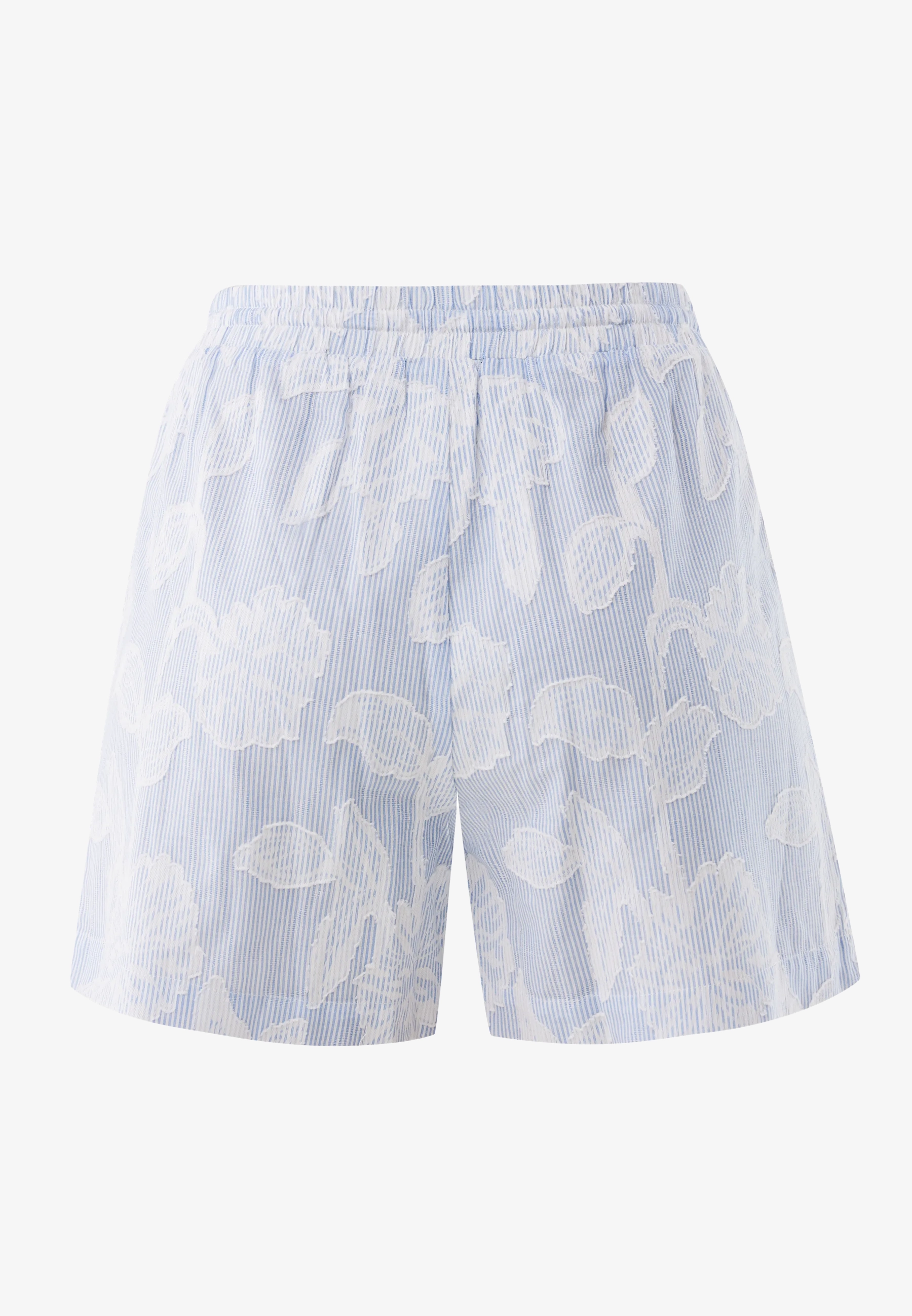 Gestreepte flower jacquard shorts Fresh blue
