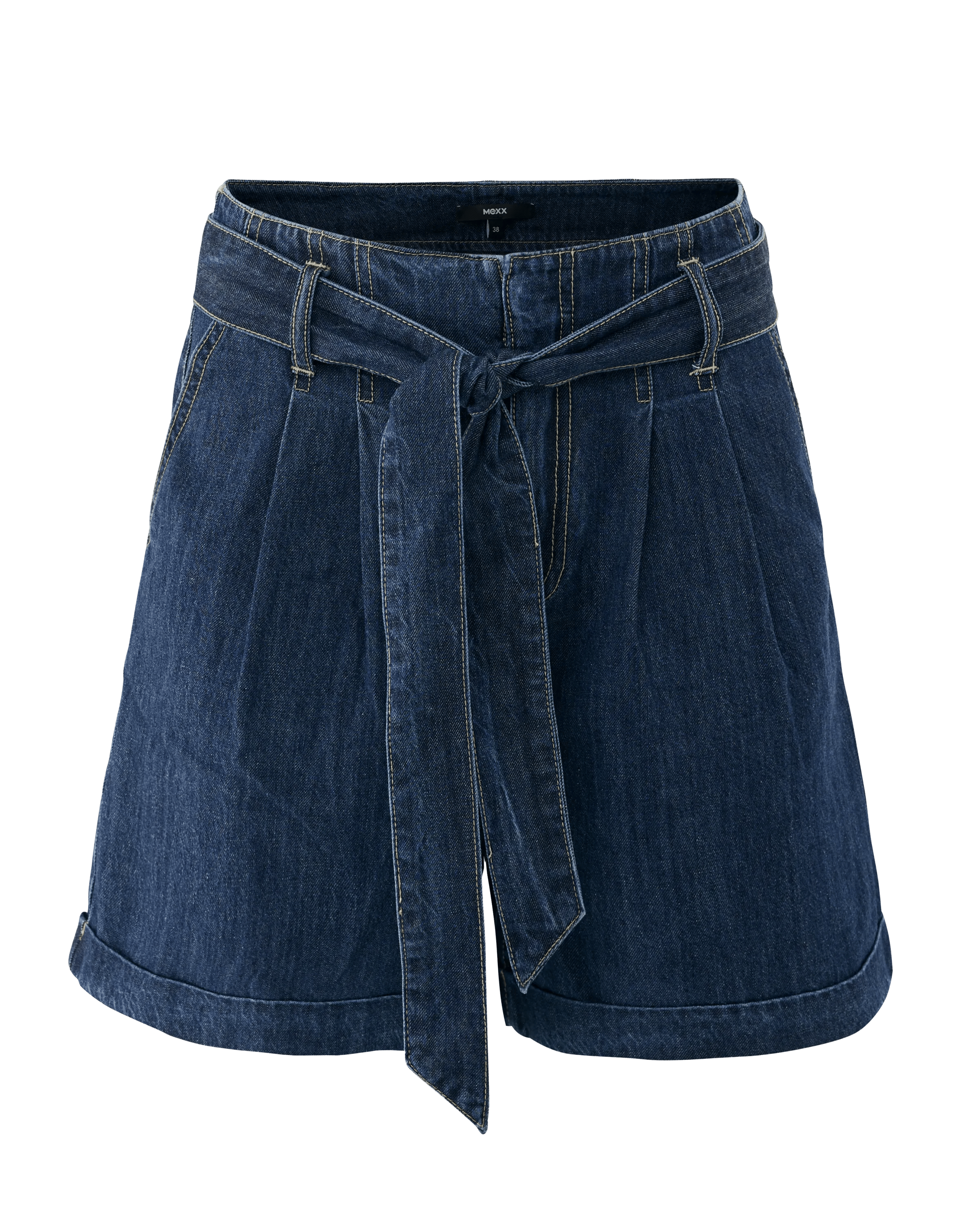 Paperbag denim shorts Donker rinsed