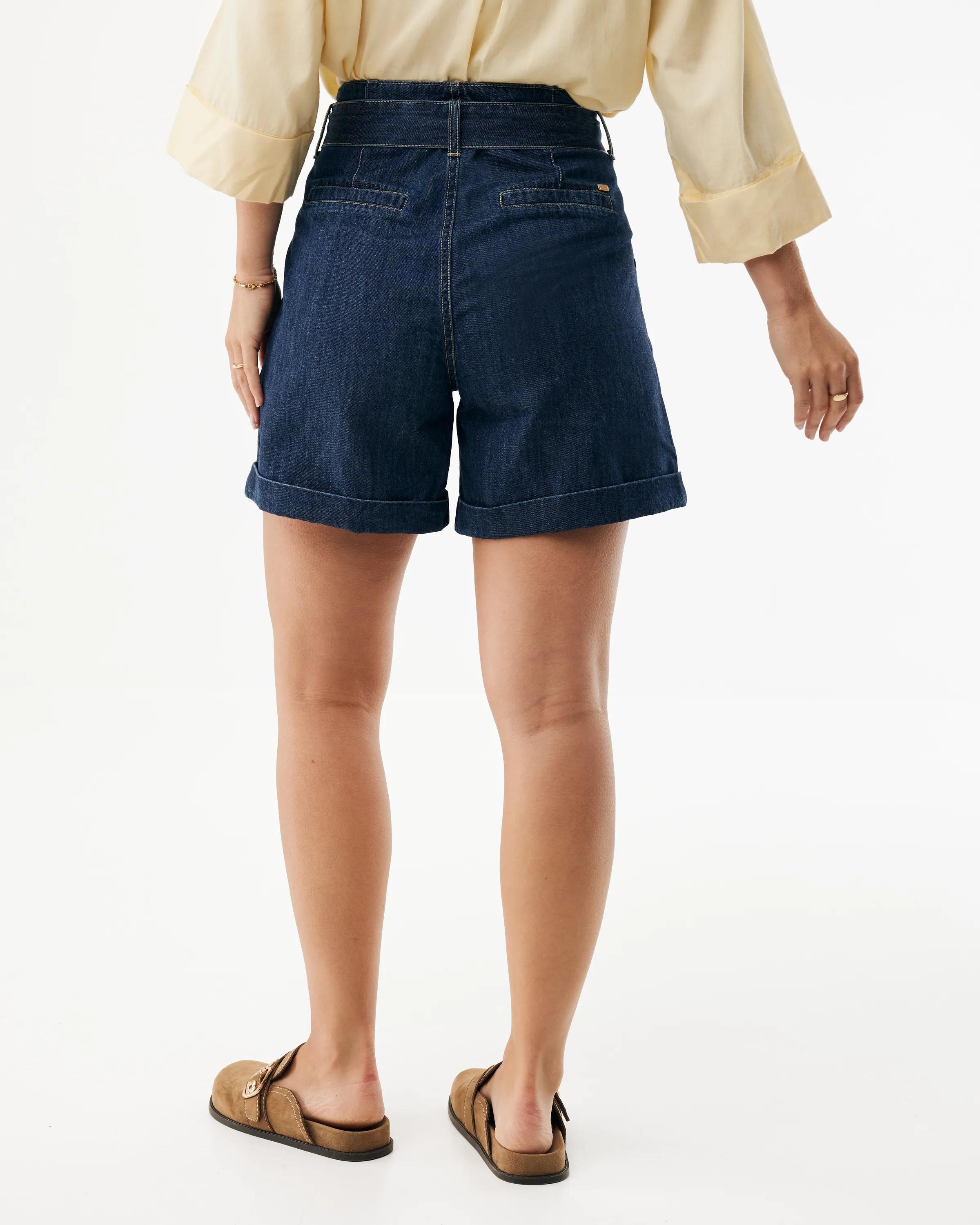 Paperbag denim shorts Donker rinsed