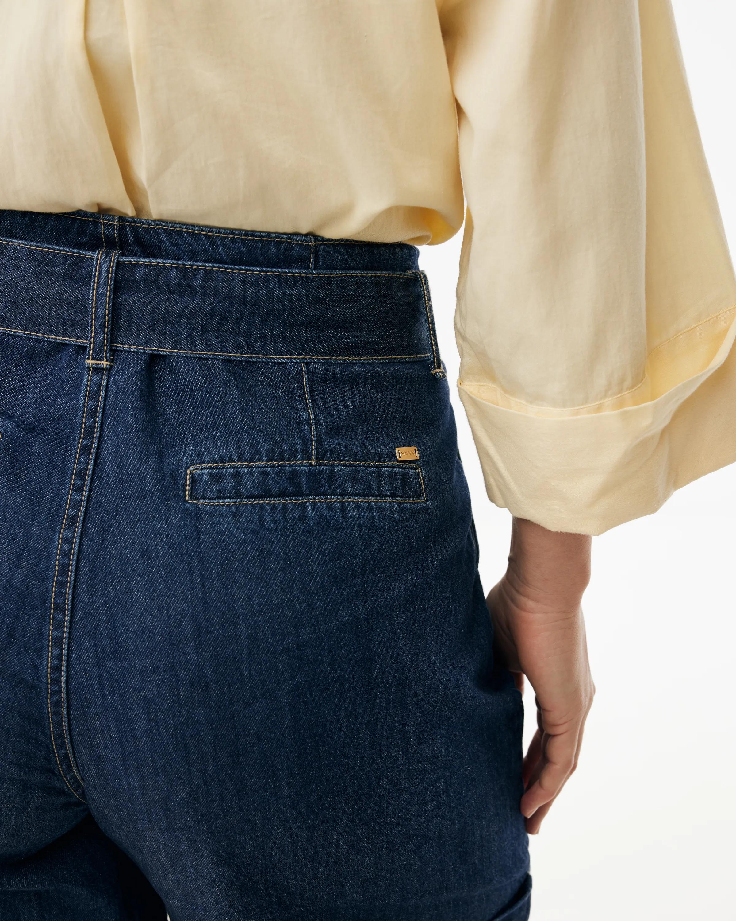 Paperbag denim shorts Donker rinsed
