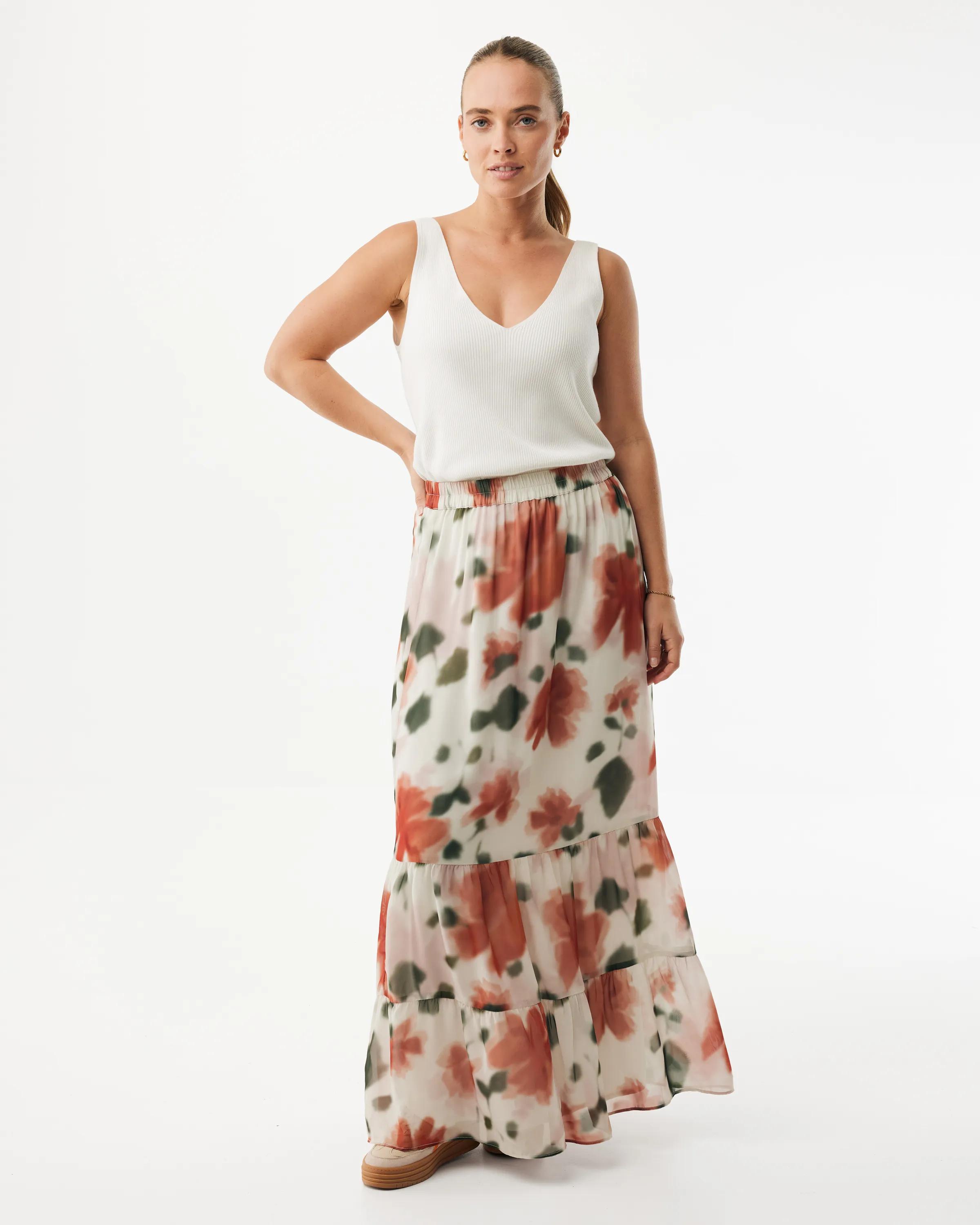 Flower Print Maxi Skirt Multicolor