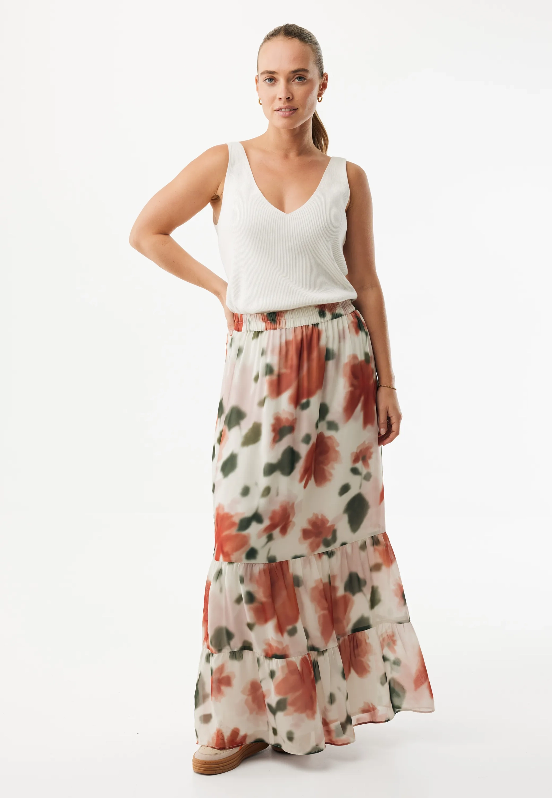 Flower print maxi rok Multicolor