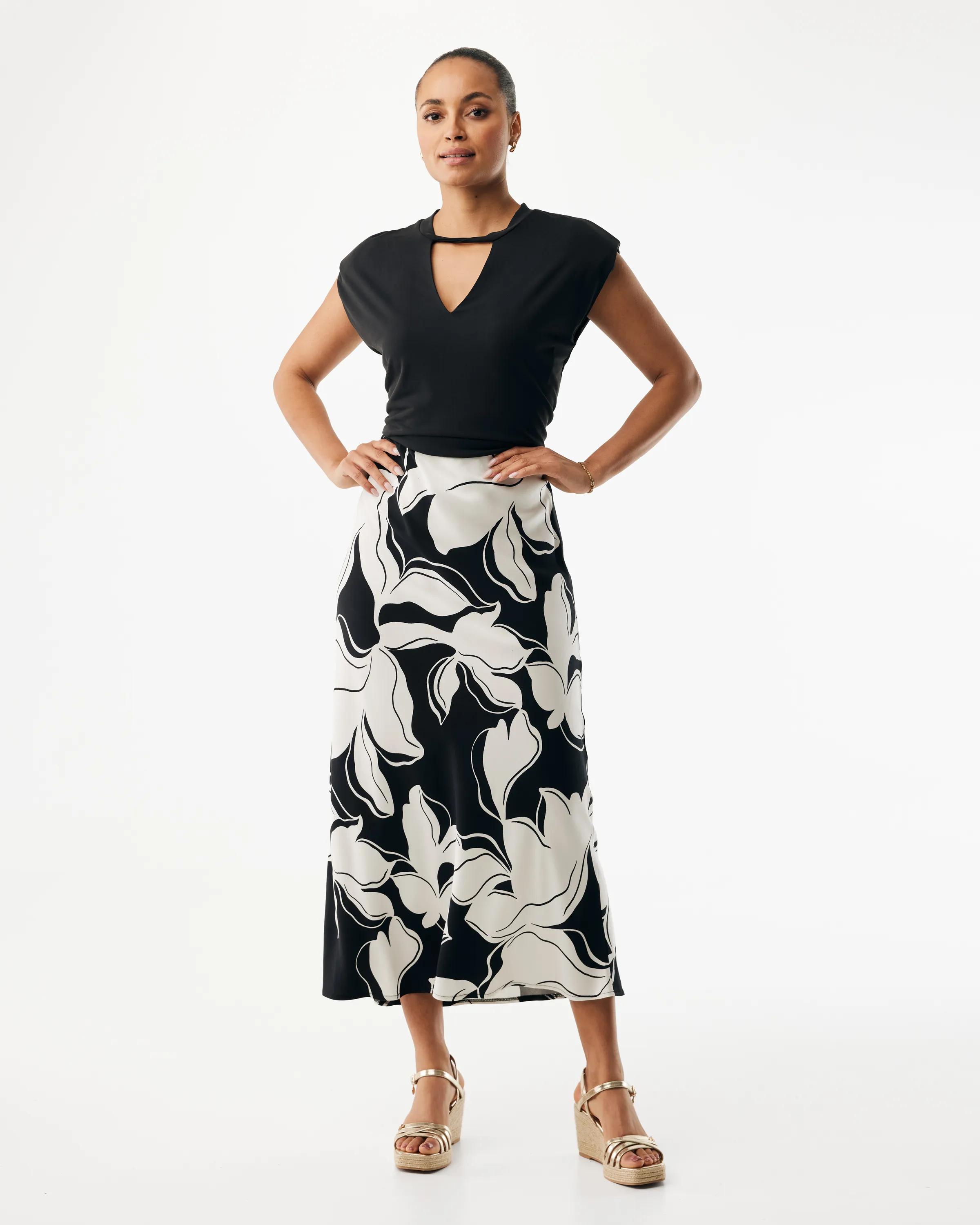 Azalea Print Midi Skirt Multicolor