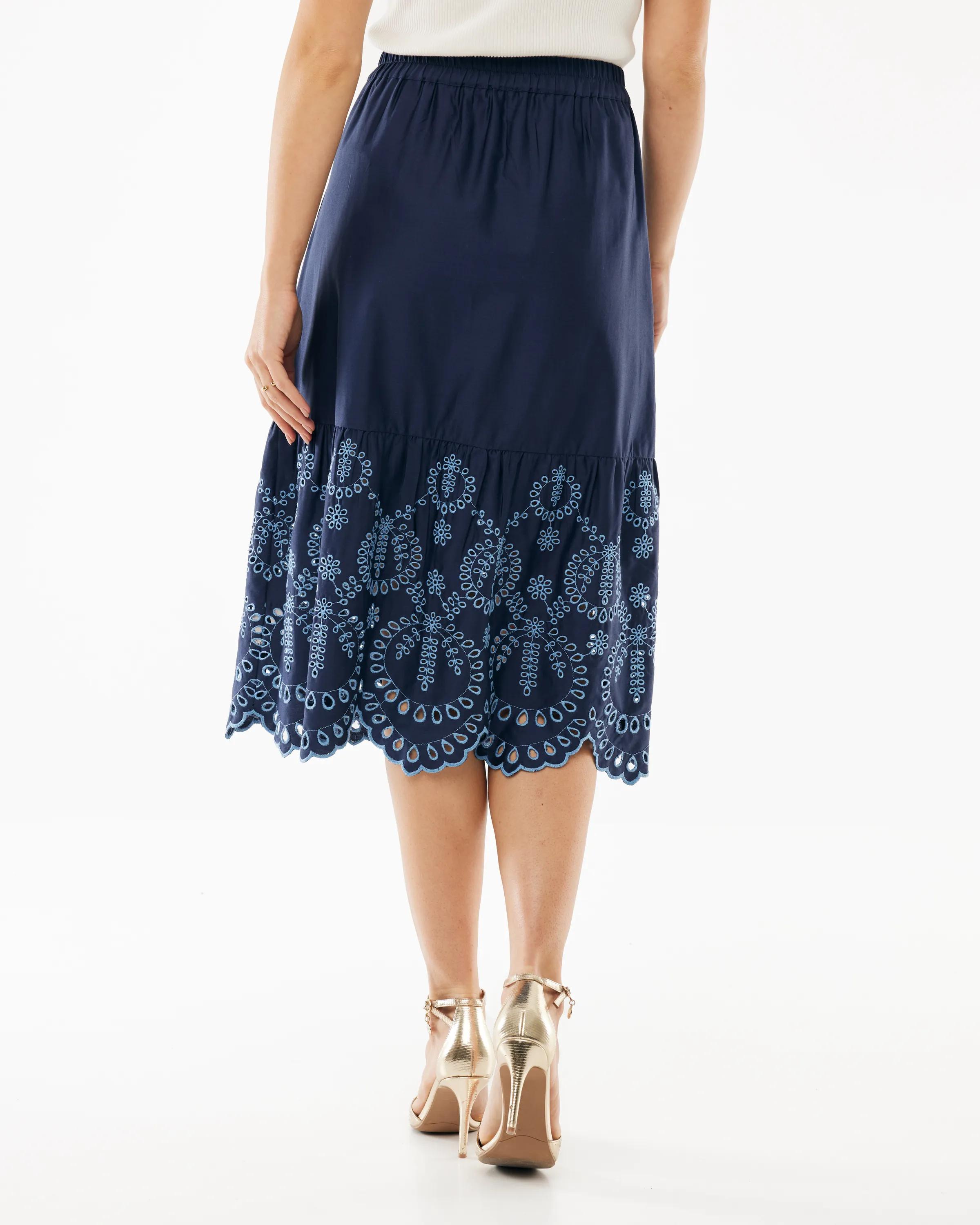 Poplin embroidery rok Midnight blue