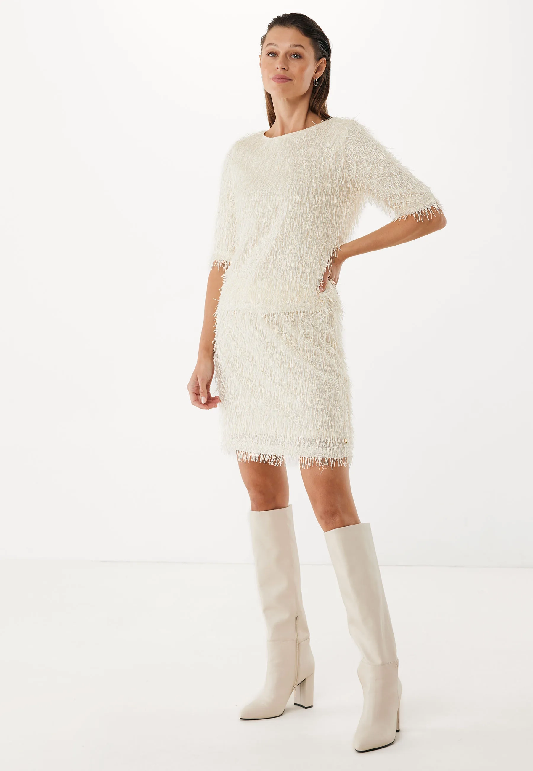 Ruffle strings rok Crème