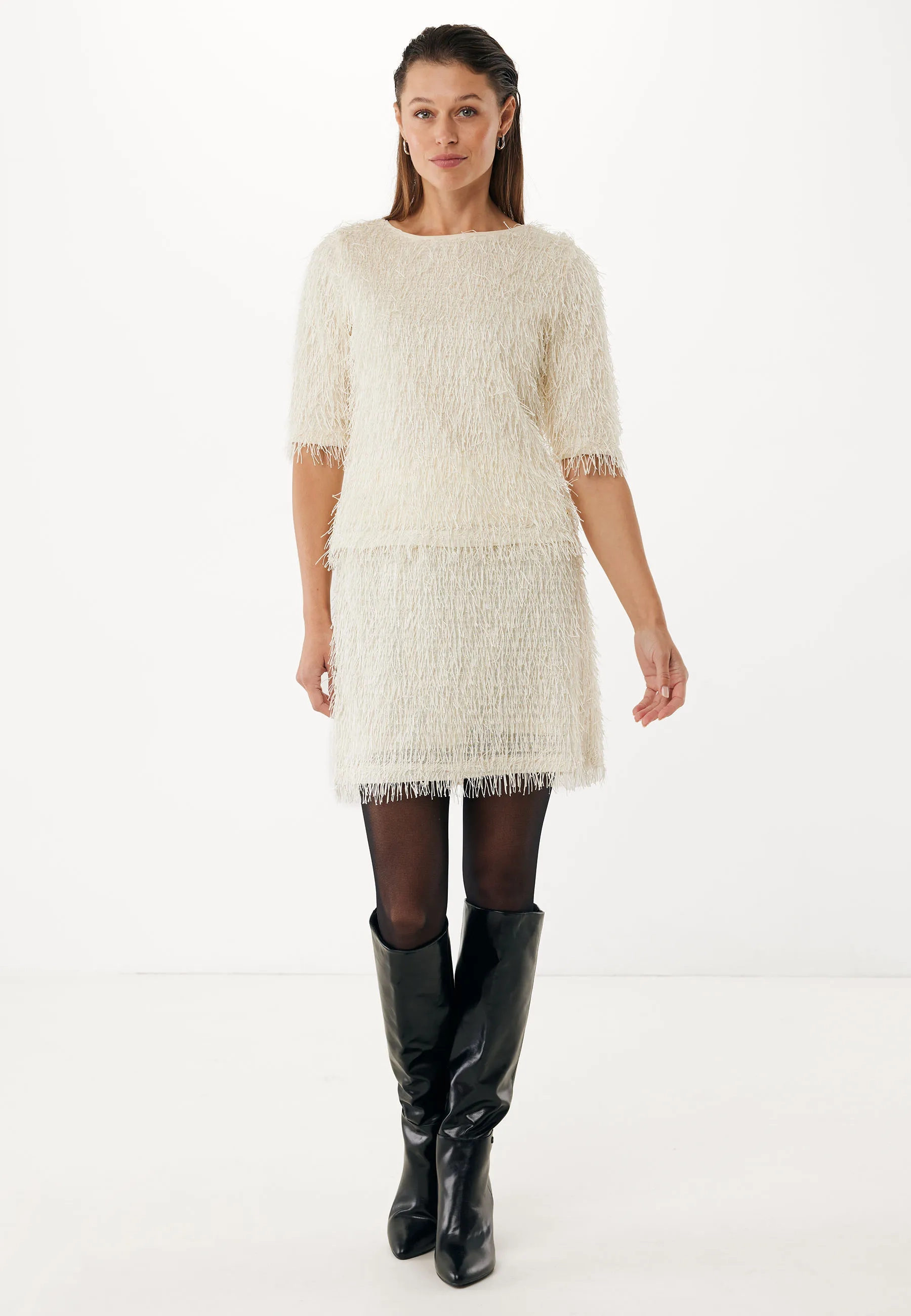 Ruffle strings rok Crème