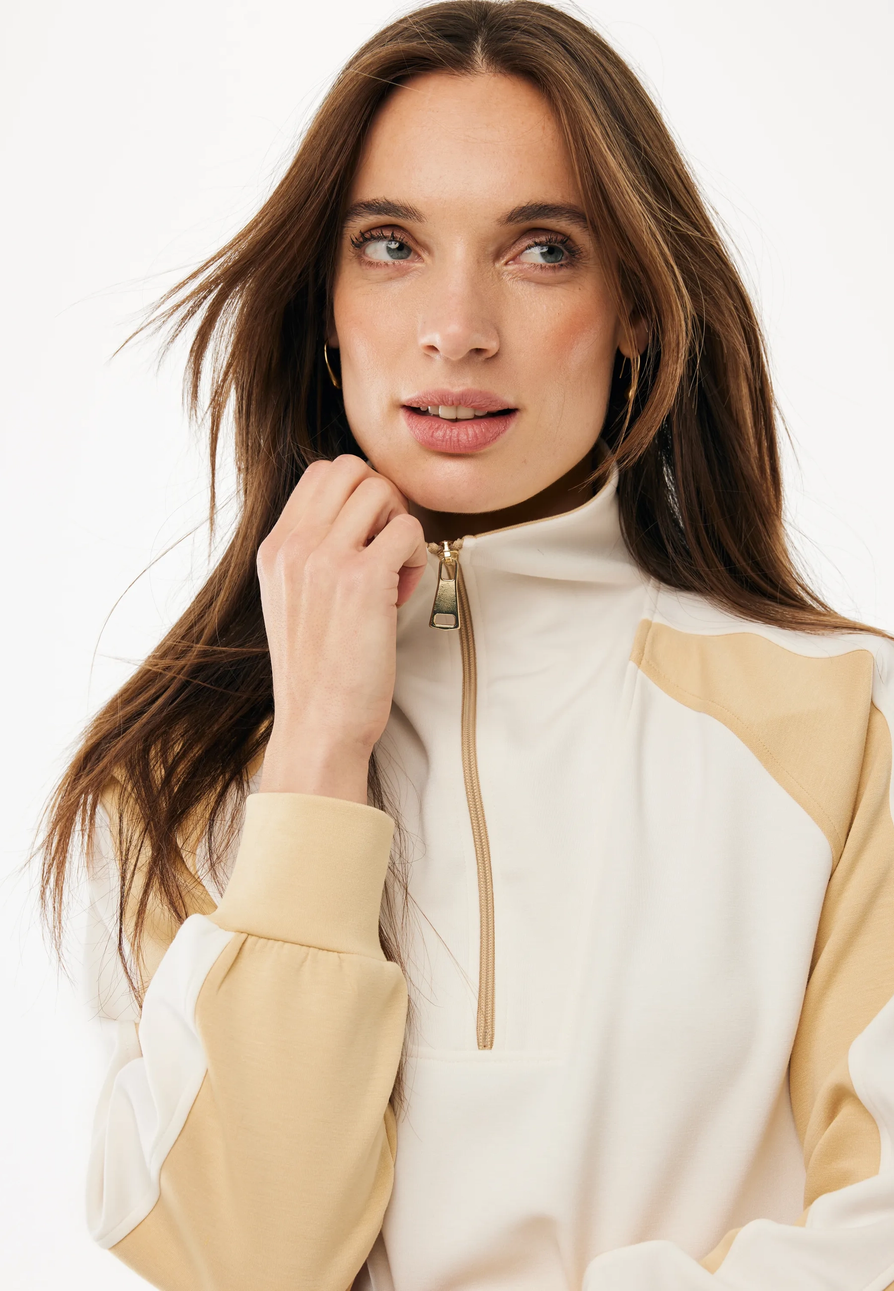 Halfzip Trui Lichtbruin 