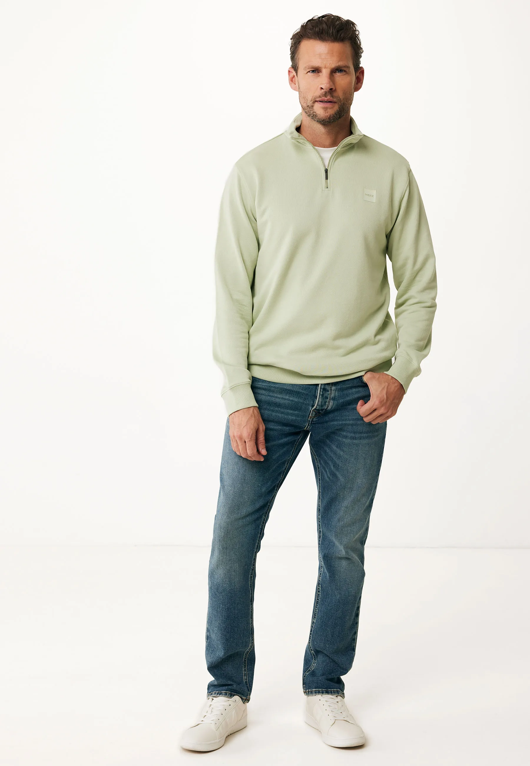 Half Zip Logo Sweater Light Green