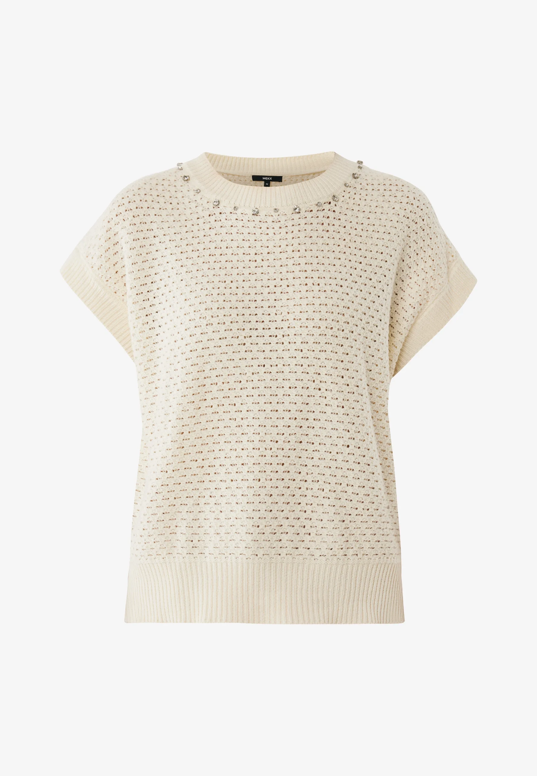 Gebreide spencer met studs Crème