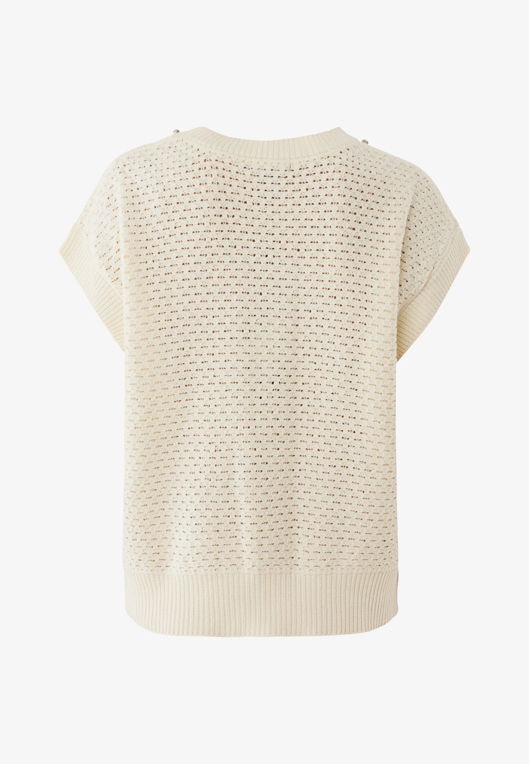 Gebreide spencer met studs Crème