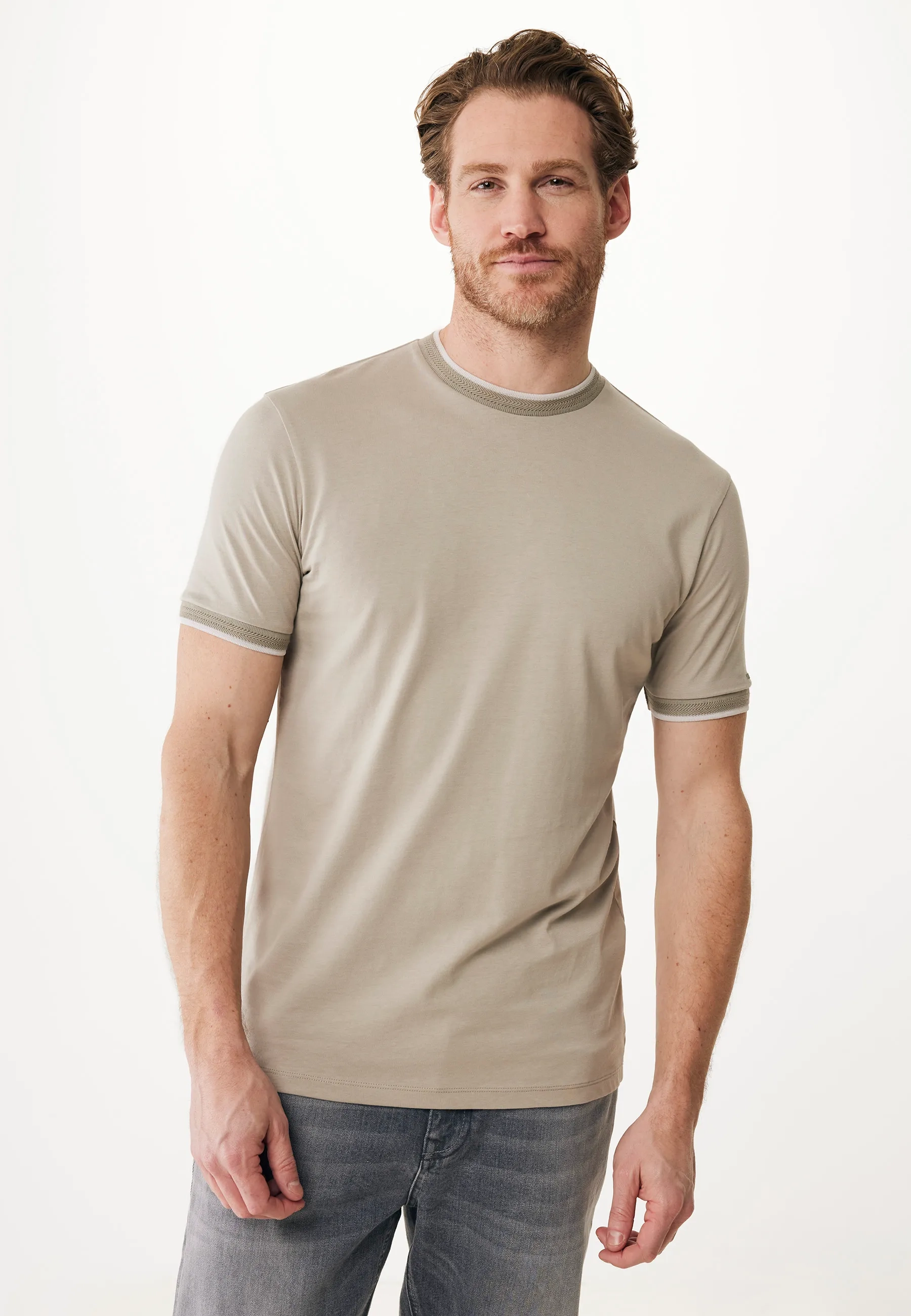 Mercerised Cotton T-shirt Taupe Gray