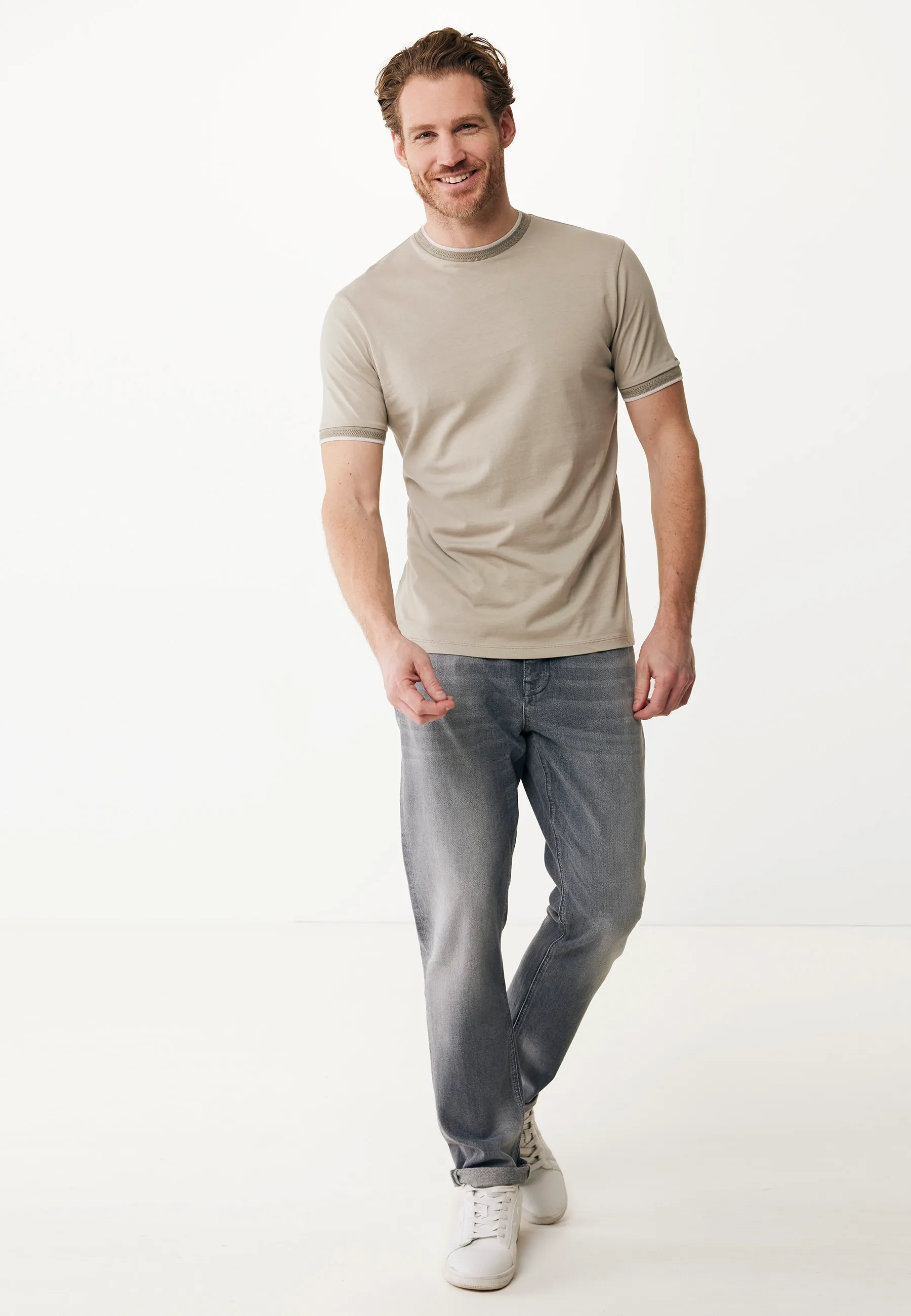 Mercerised Cotton T-shirt Taupe Gray