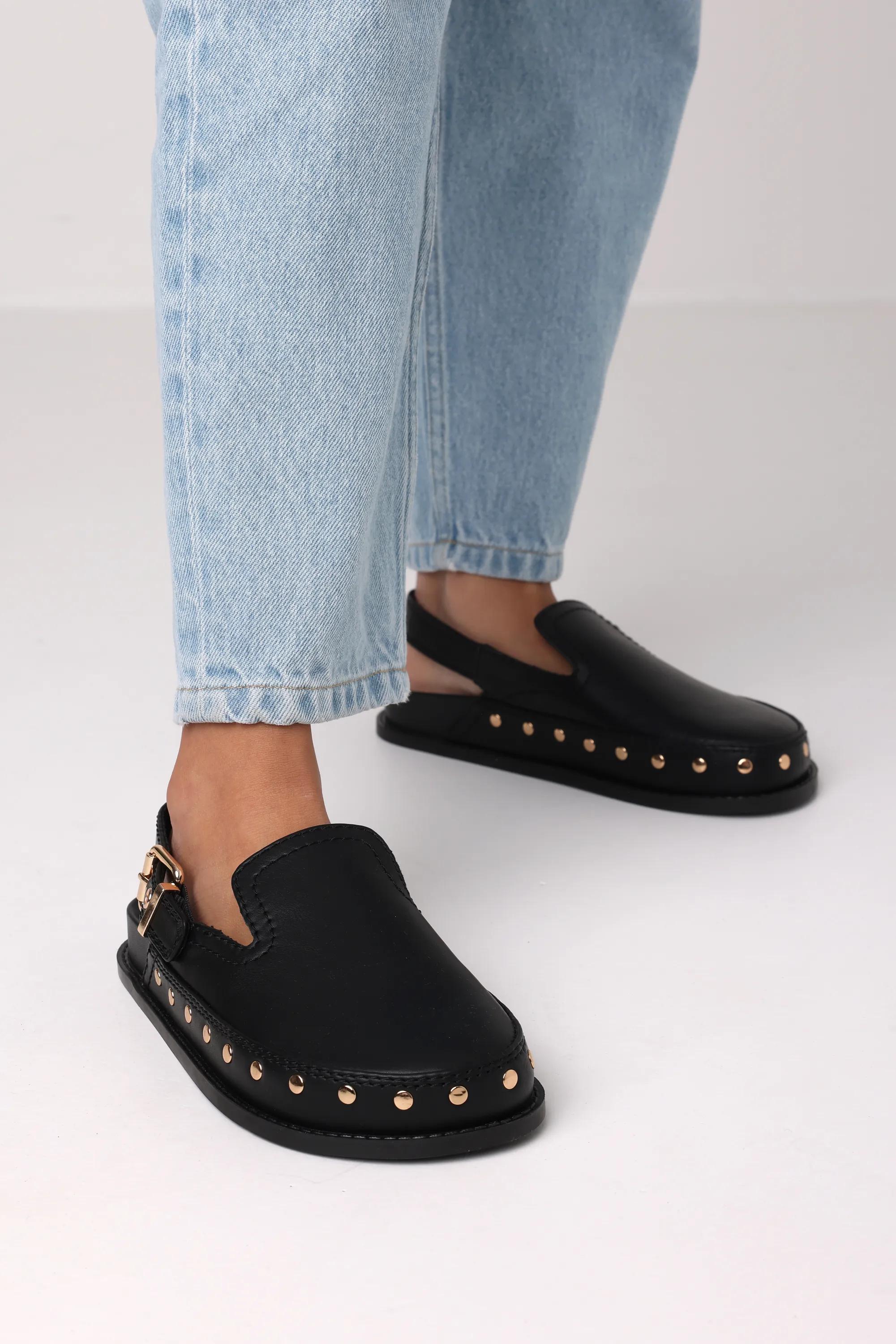 Mexx Women | Black slingback mules with studded detail