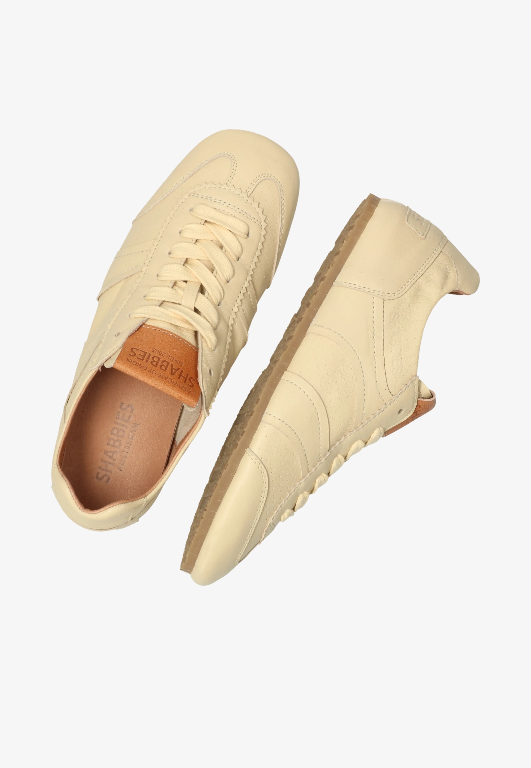 Ciska Base sneaker Leer Pastelgeel