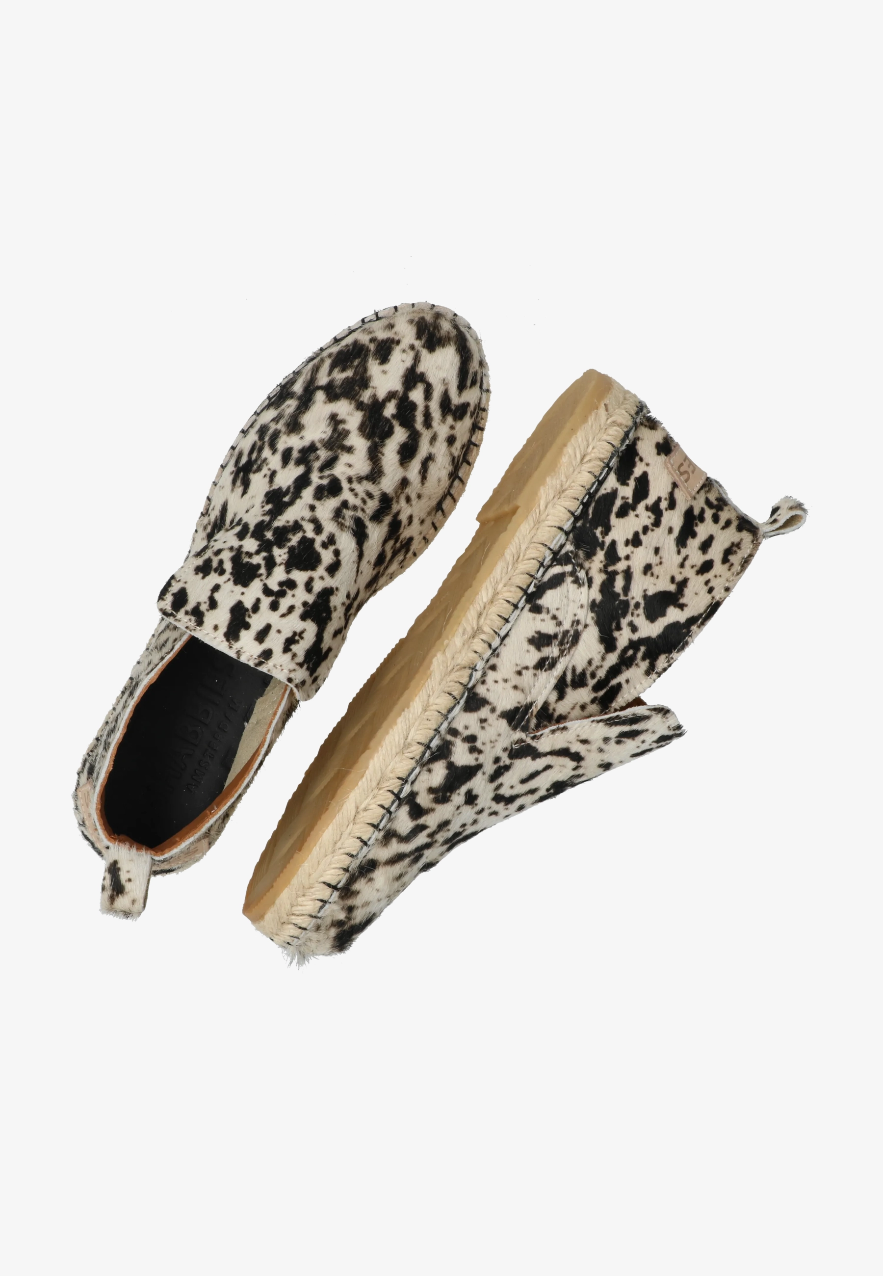 Elche Lofa espadrille Pony Gebroken wit/Zwart