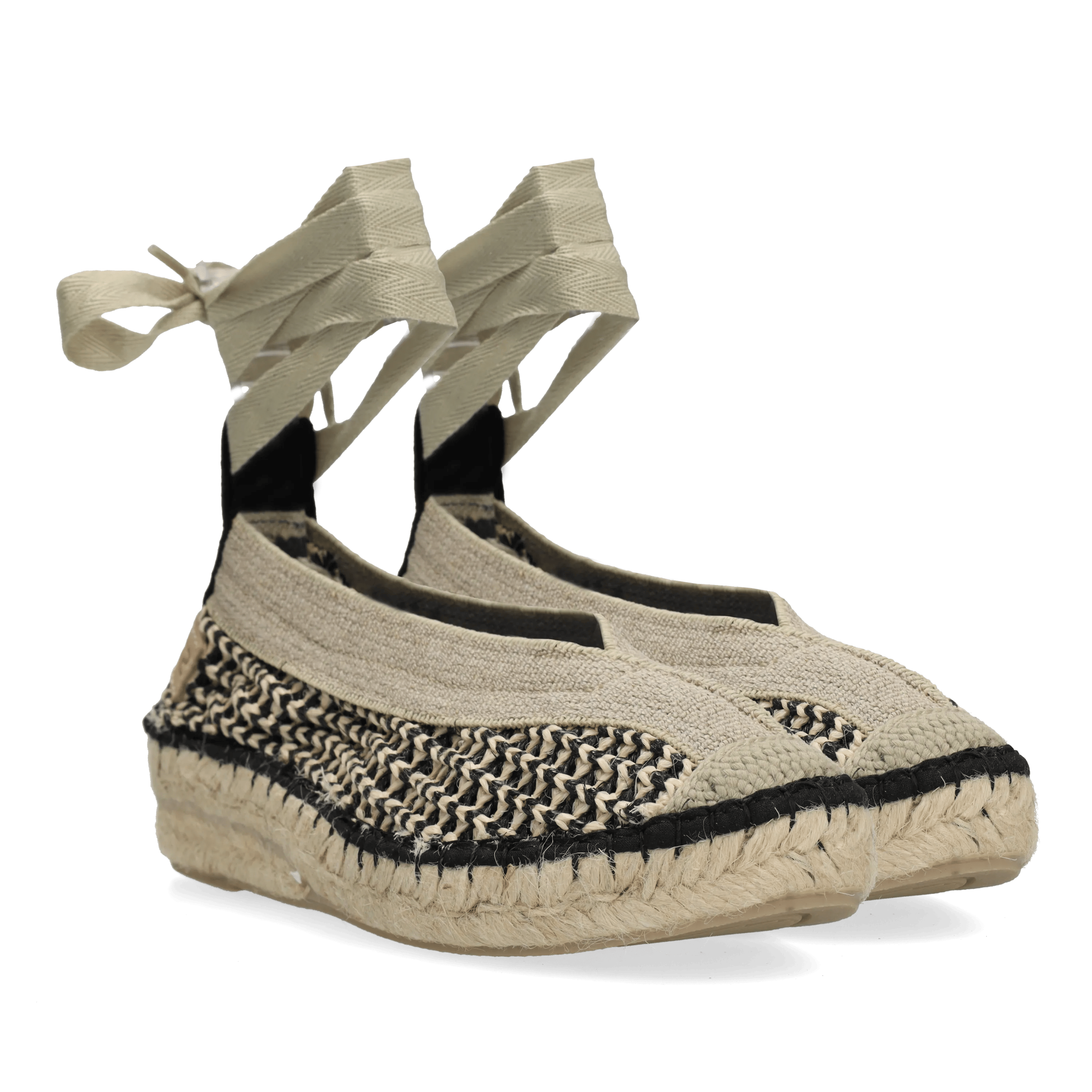 Palma Kimono espadrille geweven Beige/Zwart
