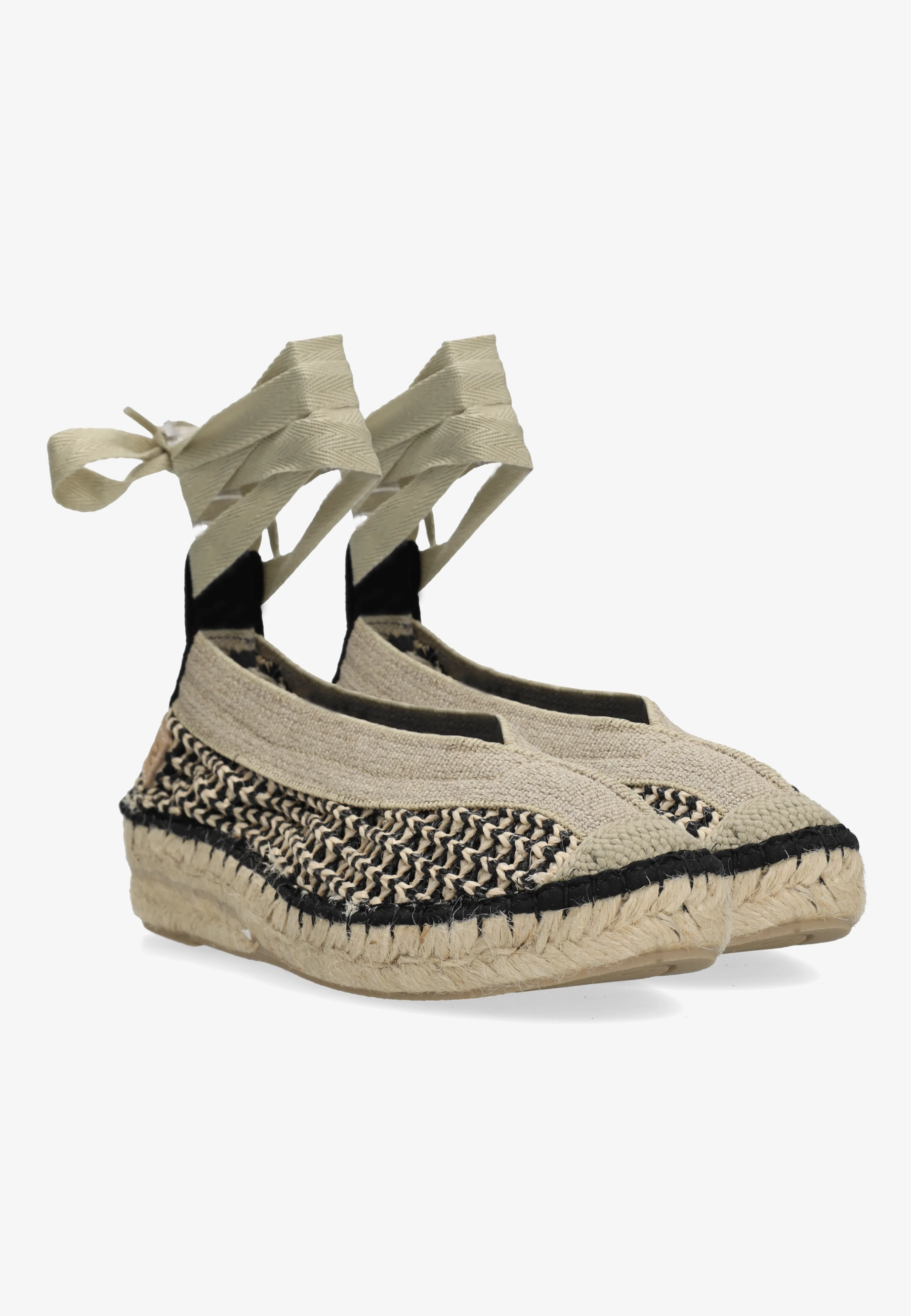 Palma Kimono espadrille geweven Beige/Zwart