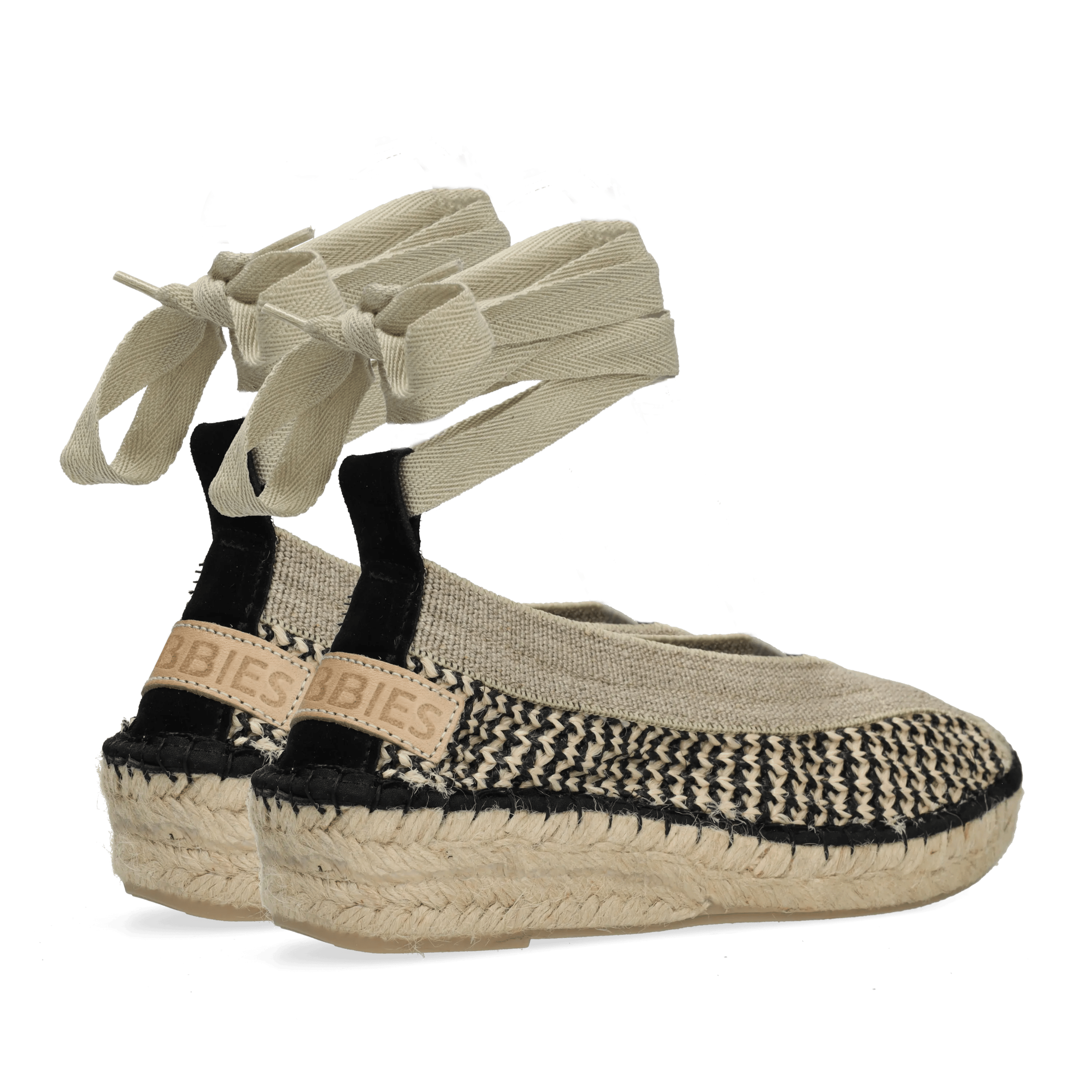 Palma Kimono espadrille geweven Beige/Zwart