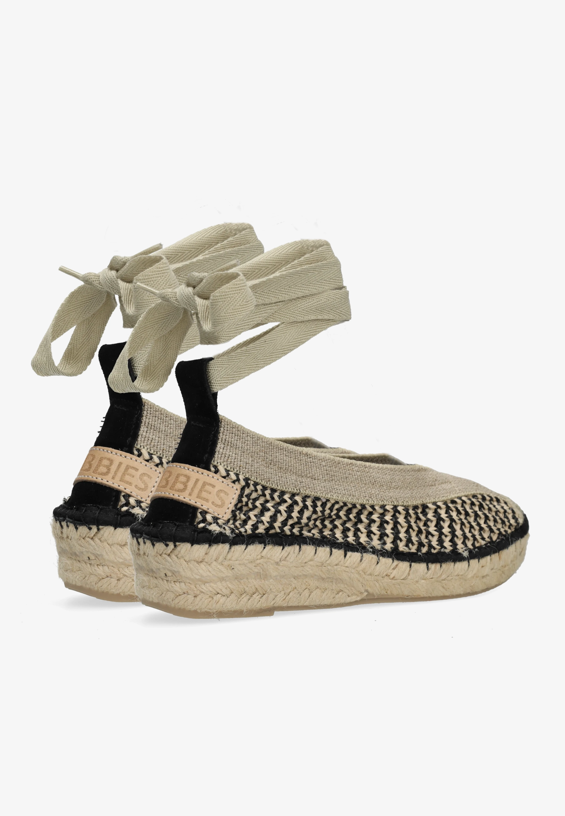 Palma Kimono espadrille geweven Beige/Zwart