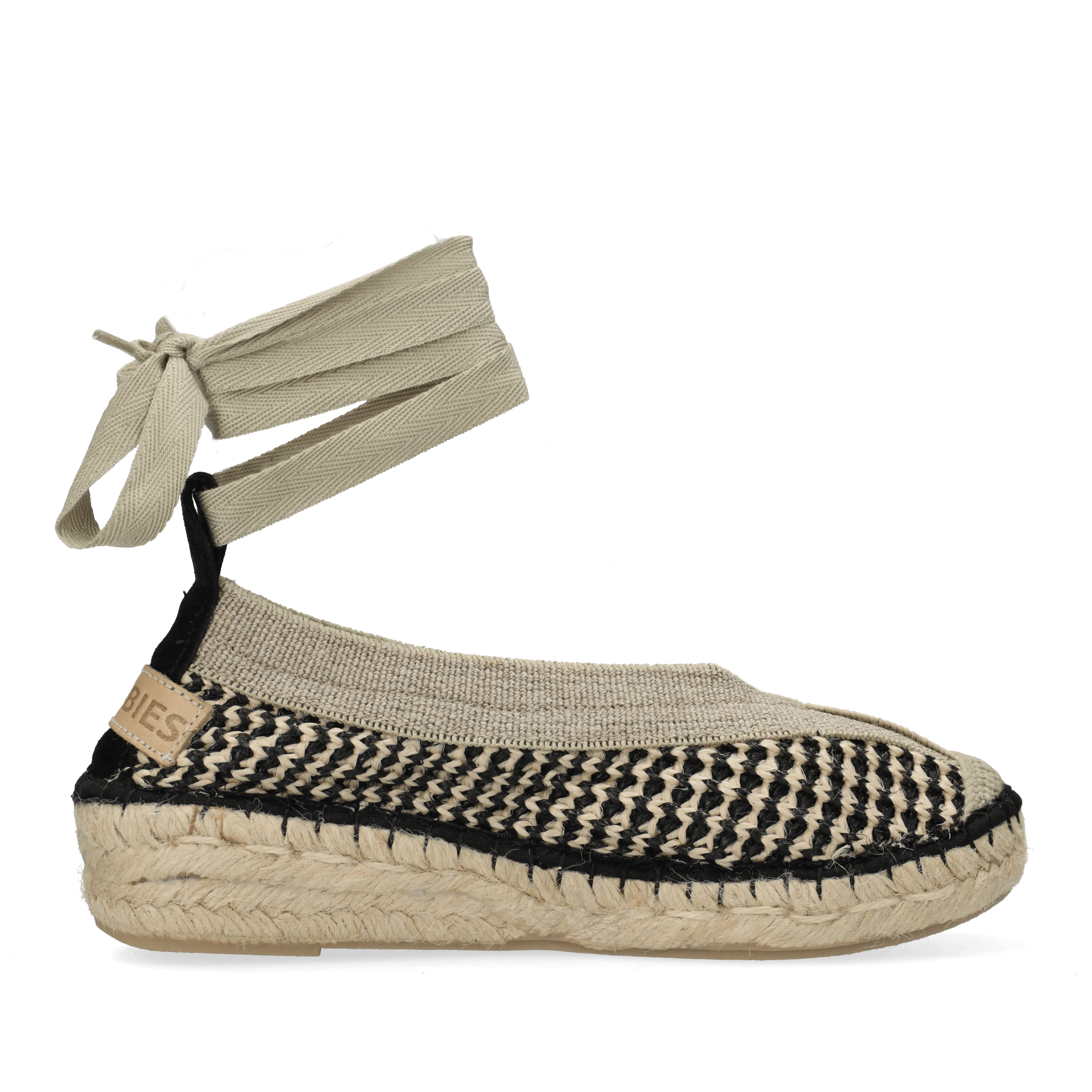 Palma Kimono espadrille geweven Beige/Zwart