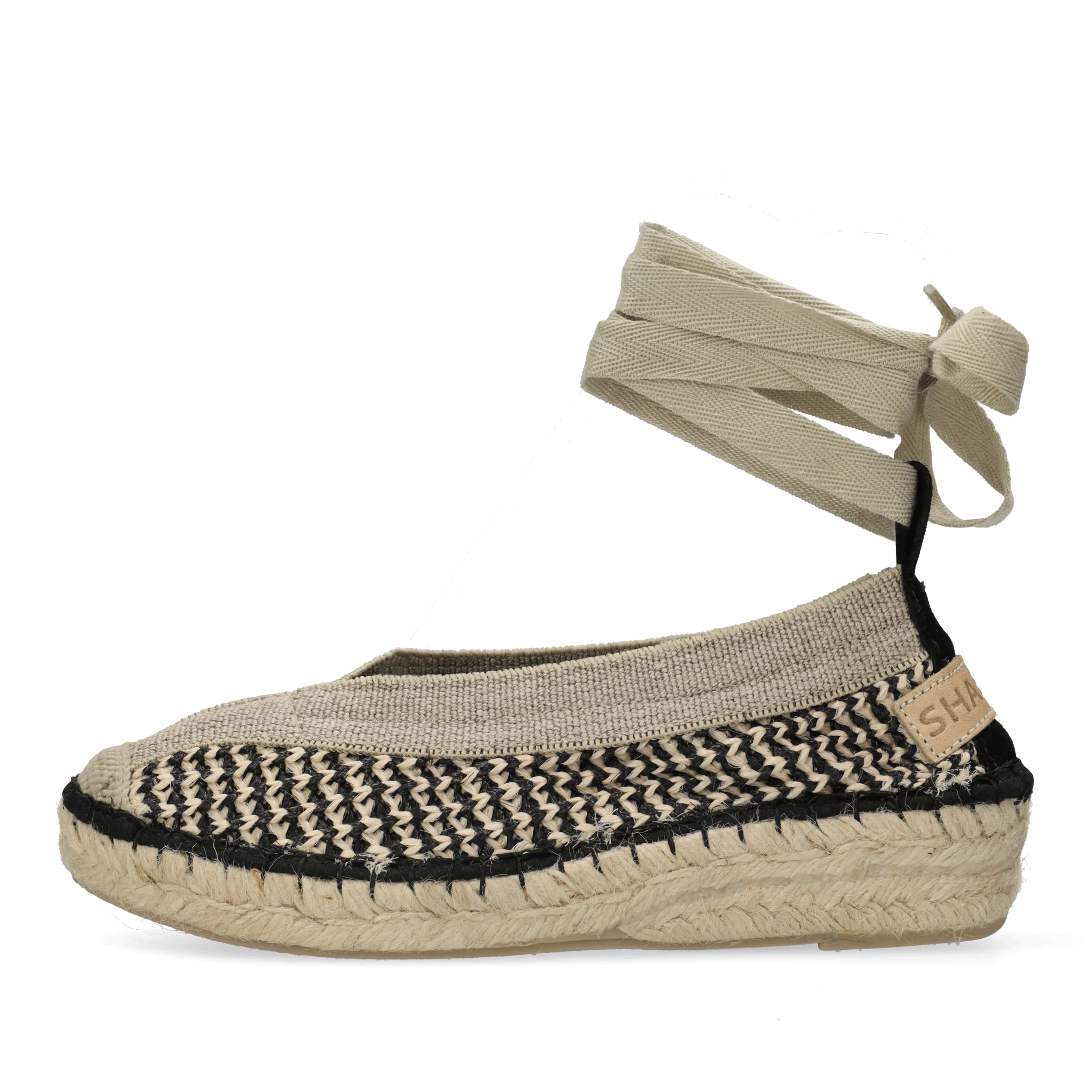 Palma Kimono espadrille geweven Beige/Zwart