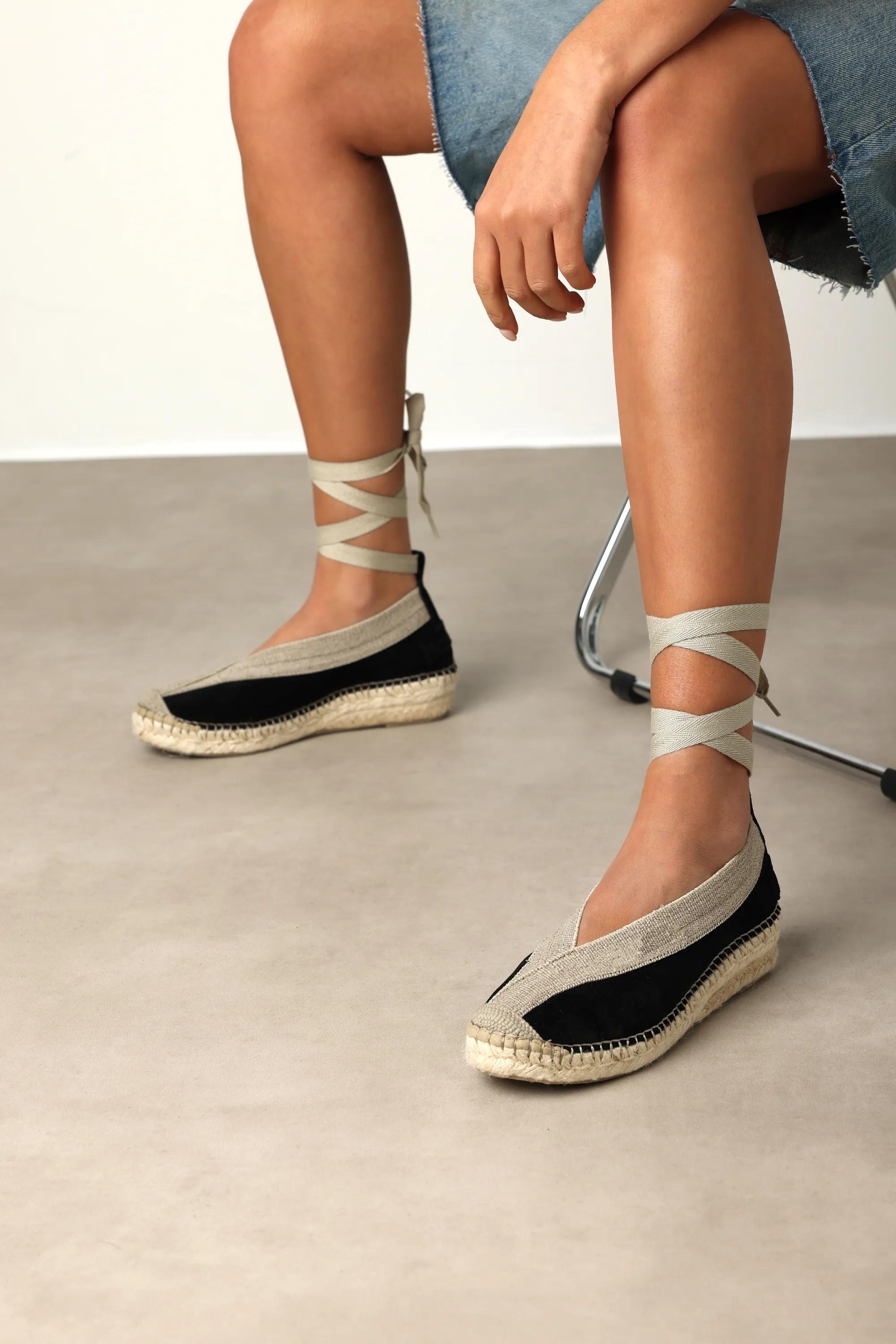 Palma Kimono espadrille Suède Zwart