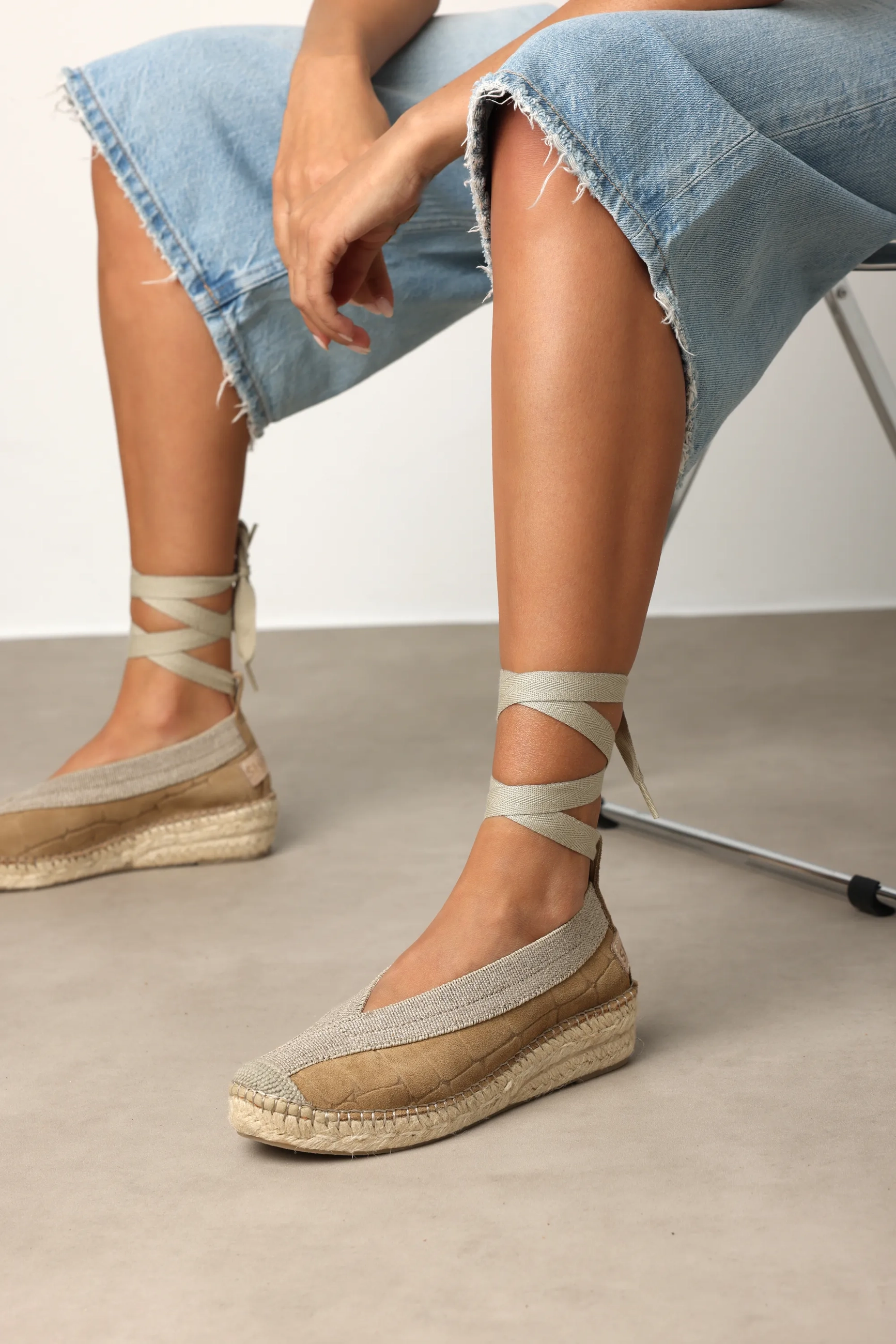 Palma Kimono Espadrille Croco Sand