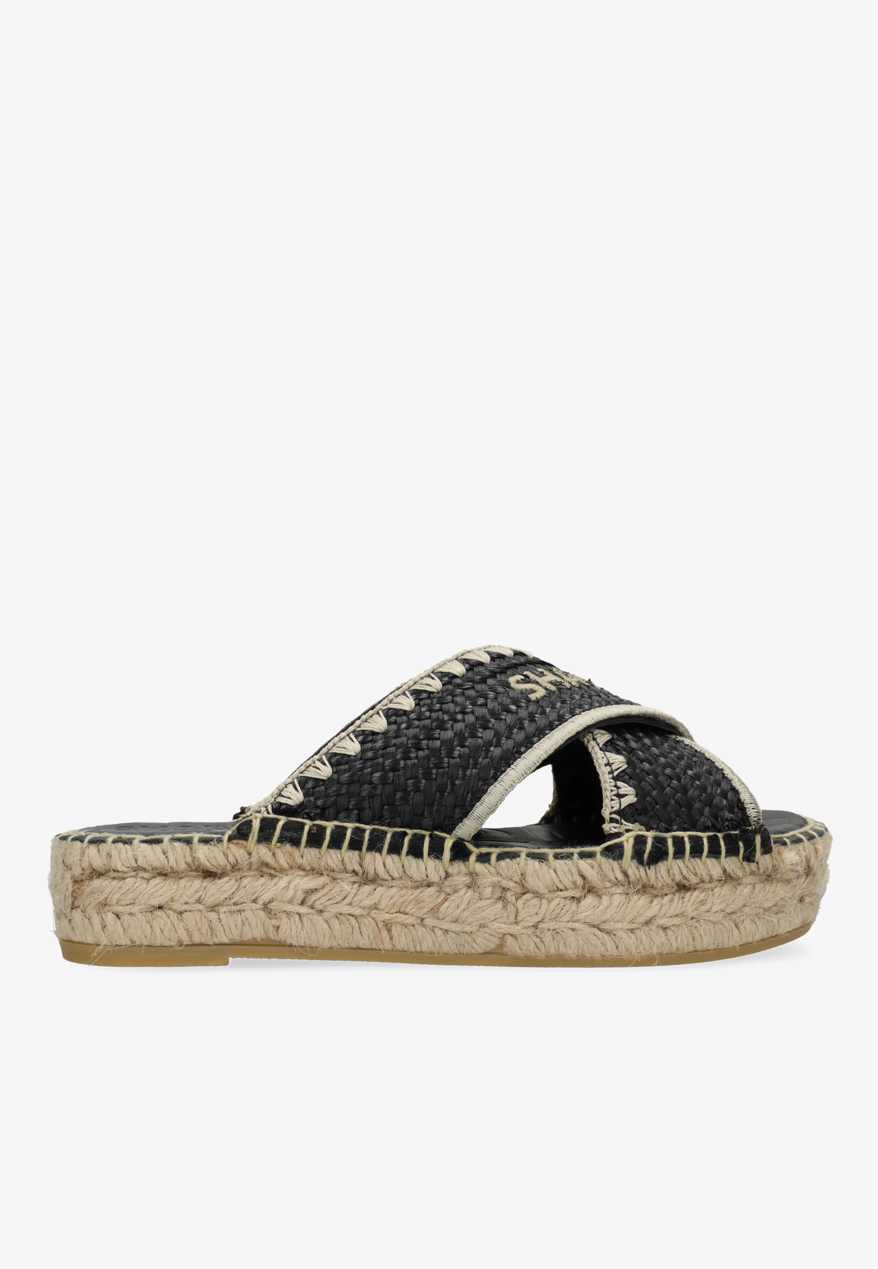 Kira Cross Espadrille Raffia Black